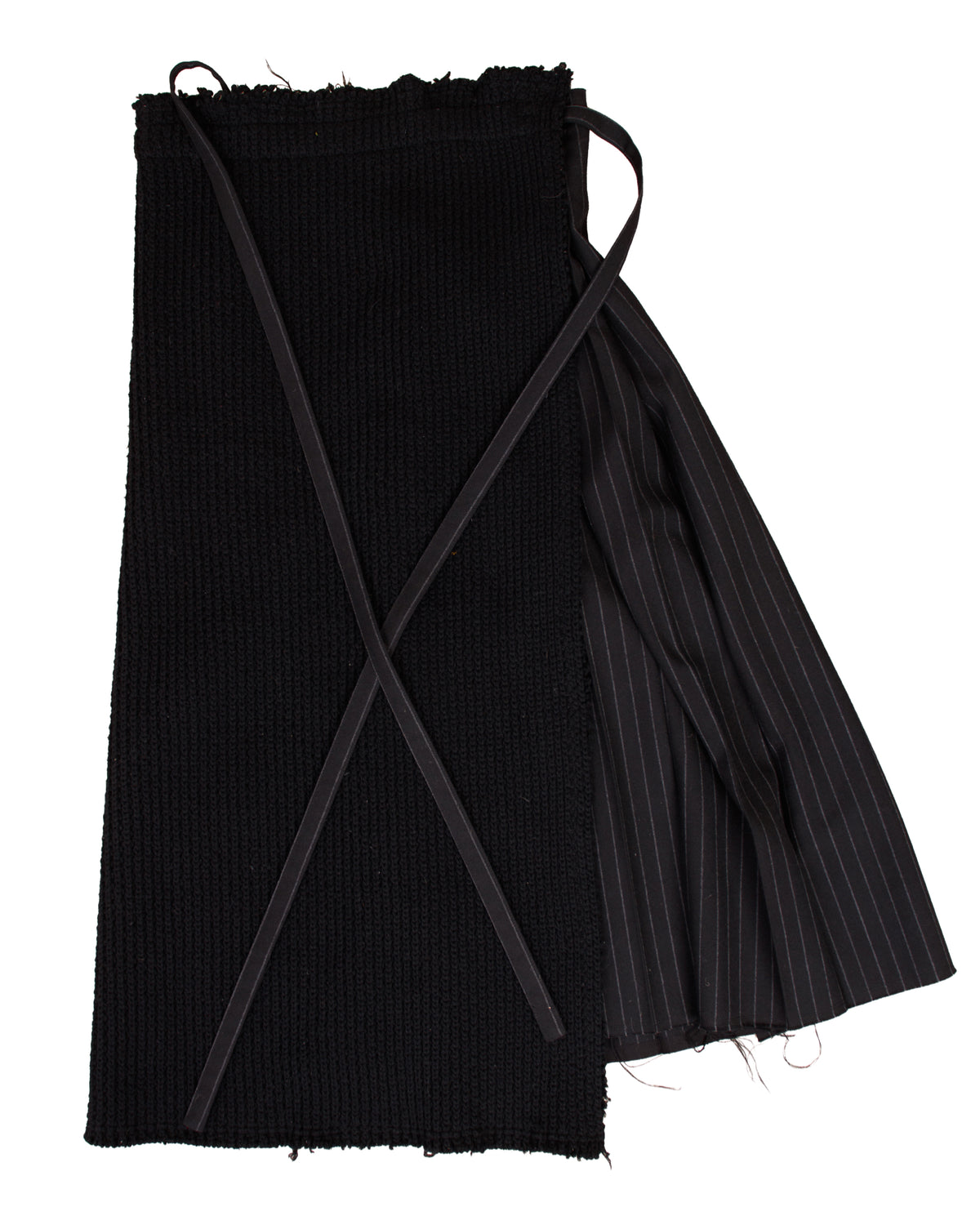 2002 Comme des Garcons Wool Rib Knit & Pinstripe Skirt