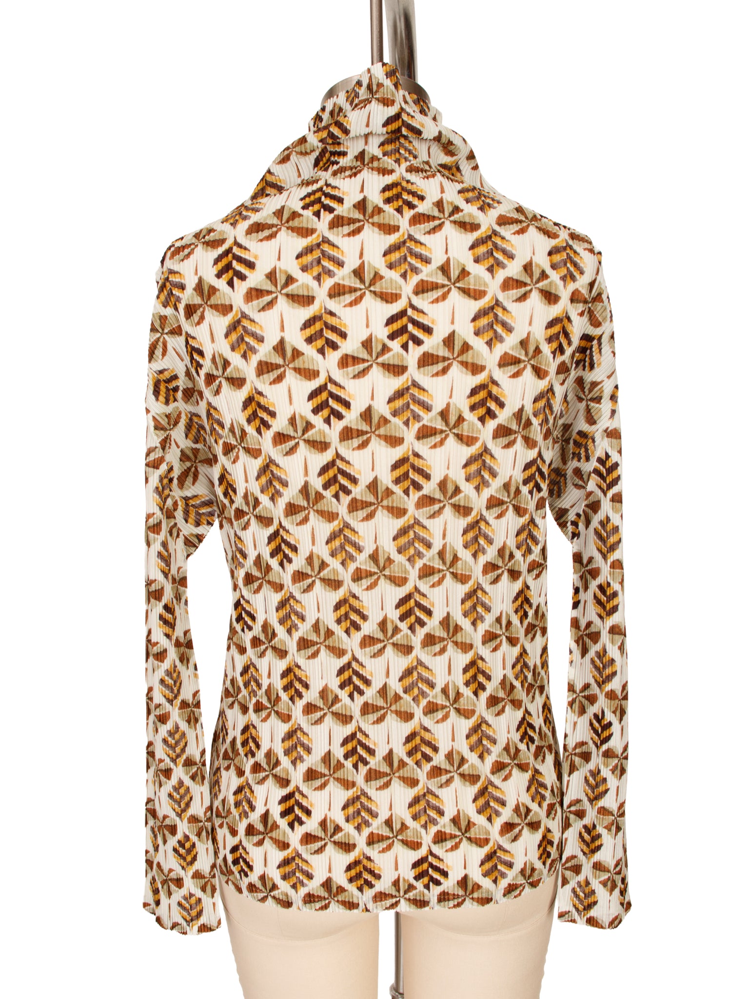 2002 Pleats Please Leaf Print Turtleneck Top