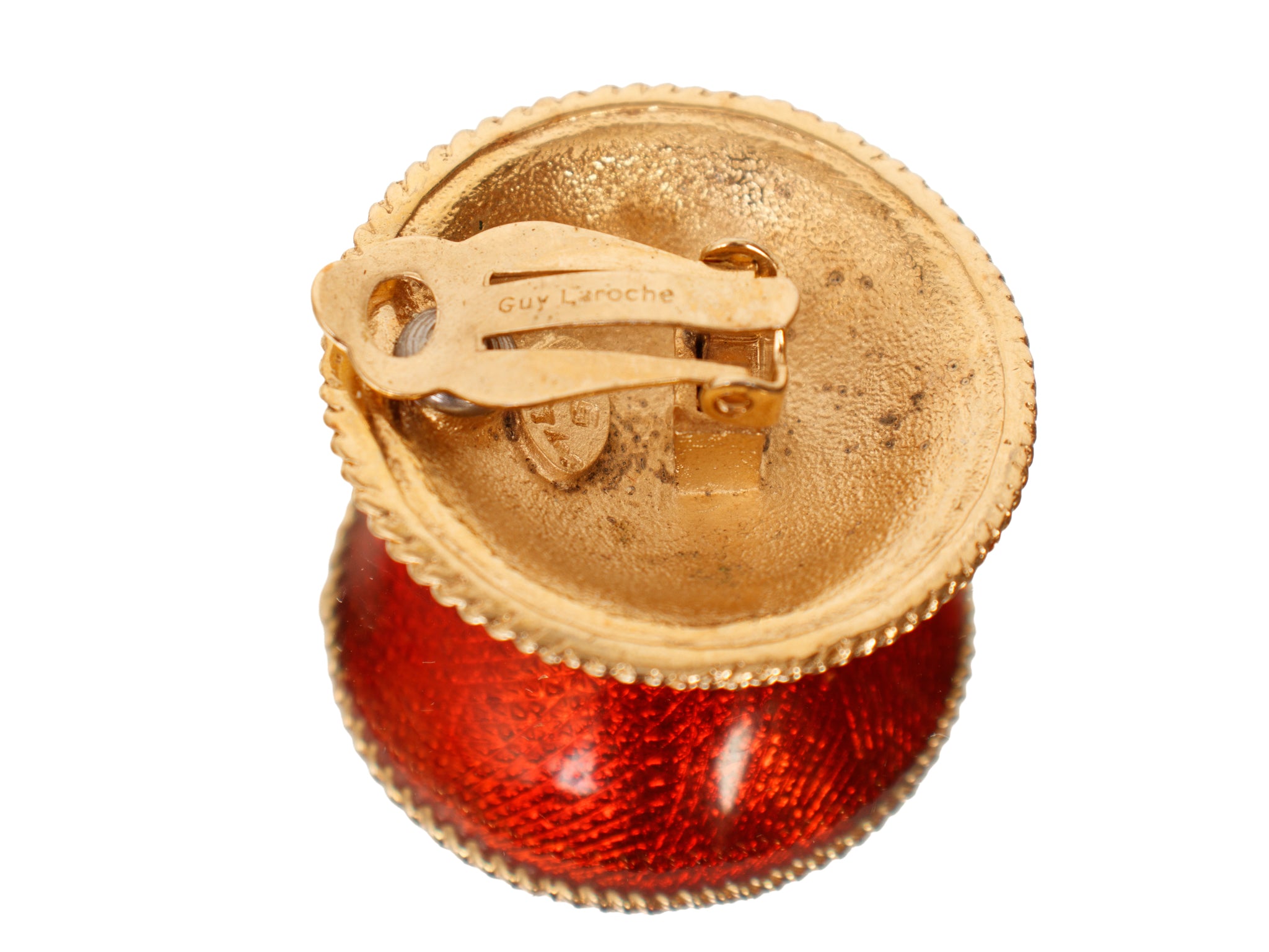 Guy Laroche Metallic Red Dome Clip-On's