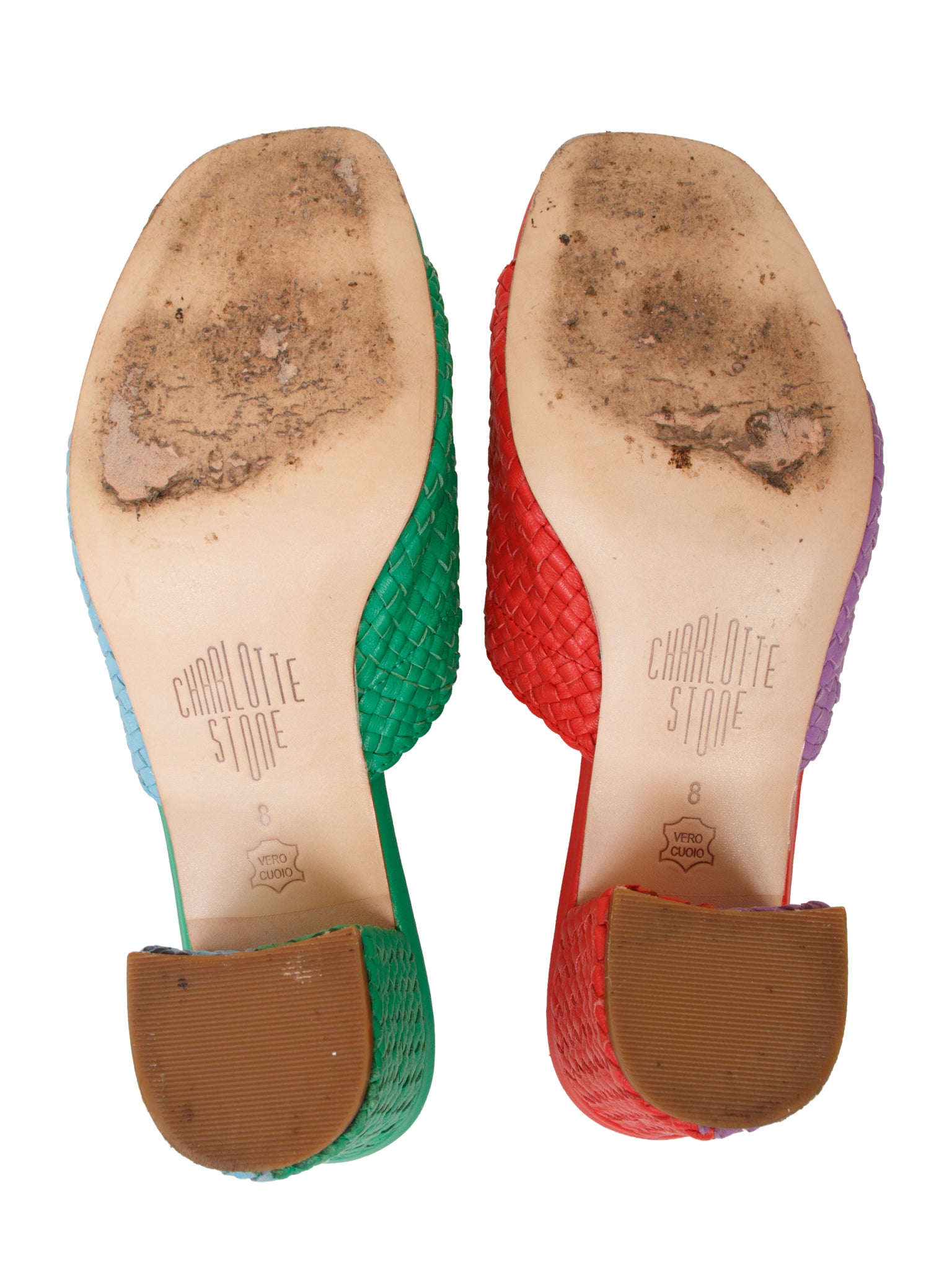 Charlotte Stone Lenu Colorblock Woven Leather Mules