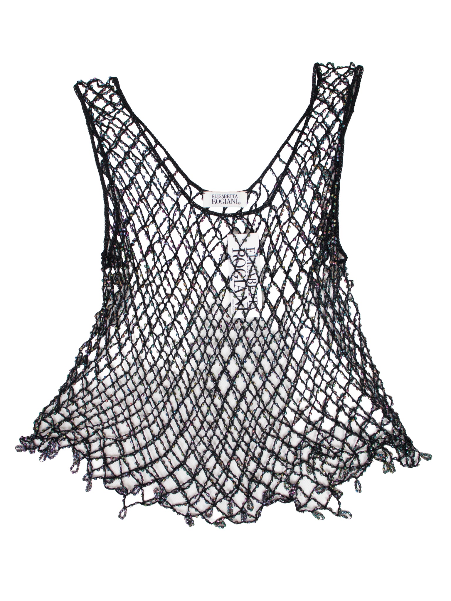 Elisabetta Rogiani Beaded Fishnet Top
