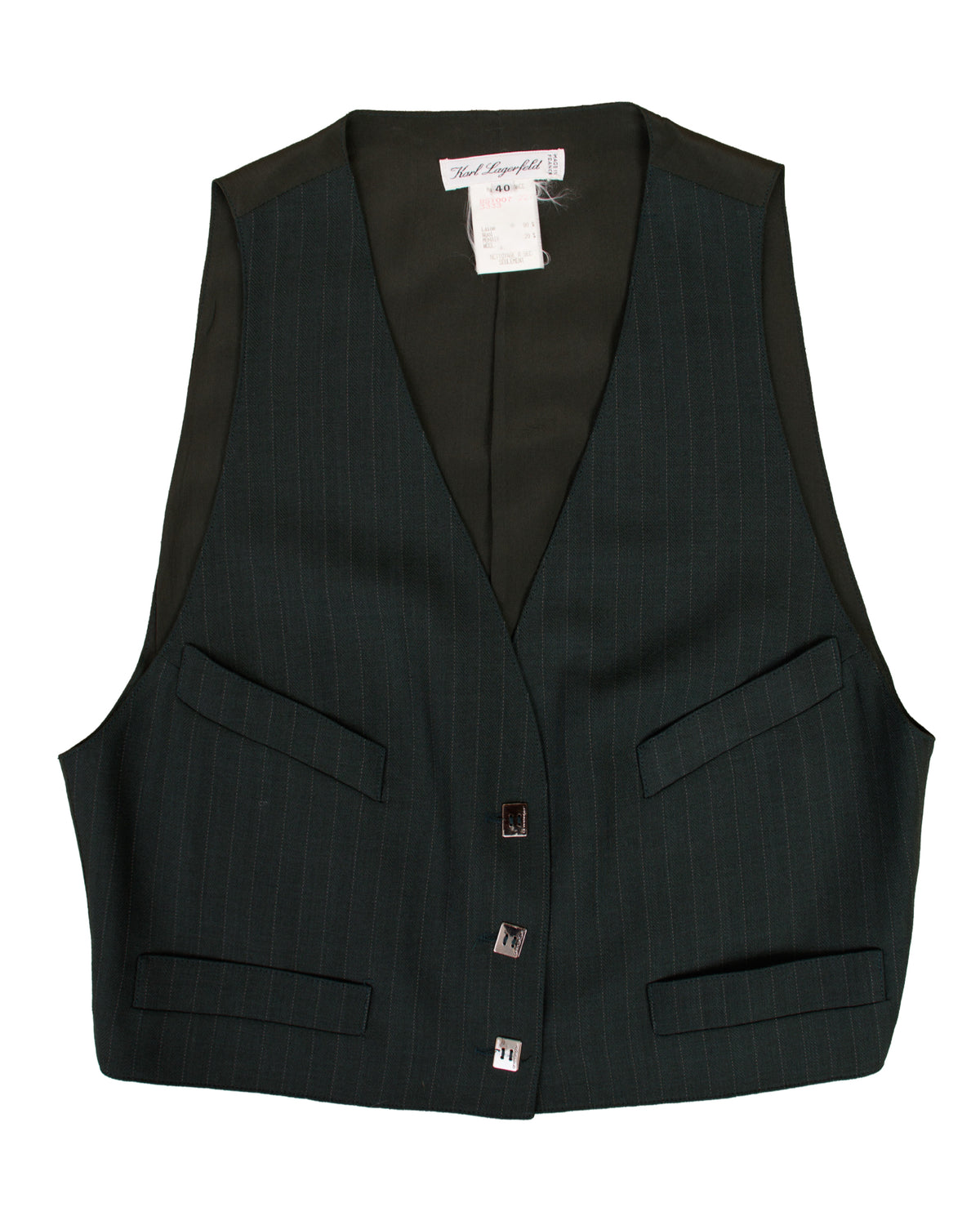 Karl Lagerfeld Wool Pinstripe Three-Piece Pantsuit