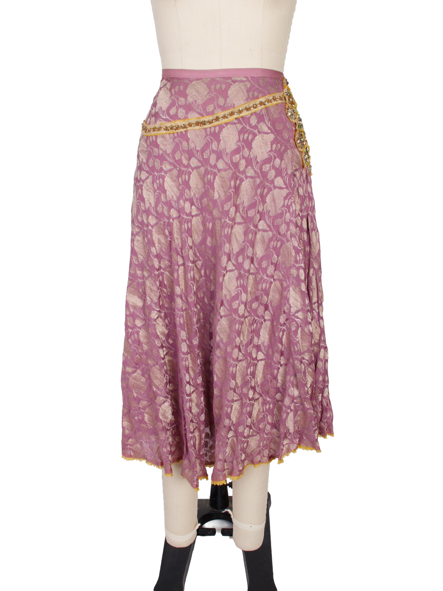 Ann Demeulemeester Jacquard Rhinestone Applique Skirt
