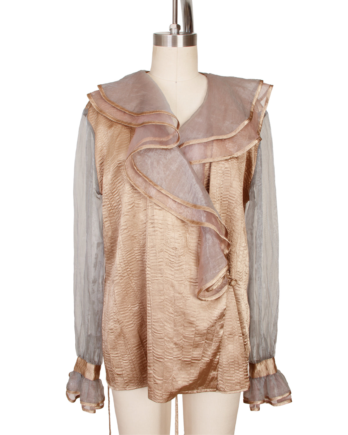 Jeanne Marc Satin & Organza Plisse Jacket
