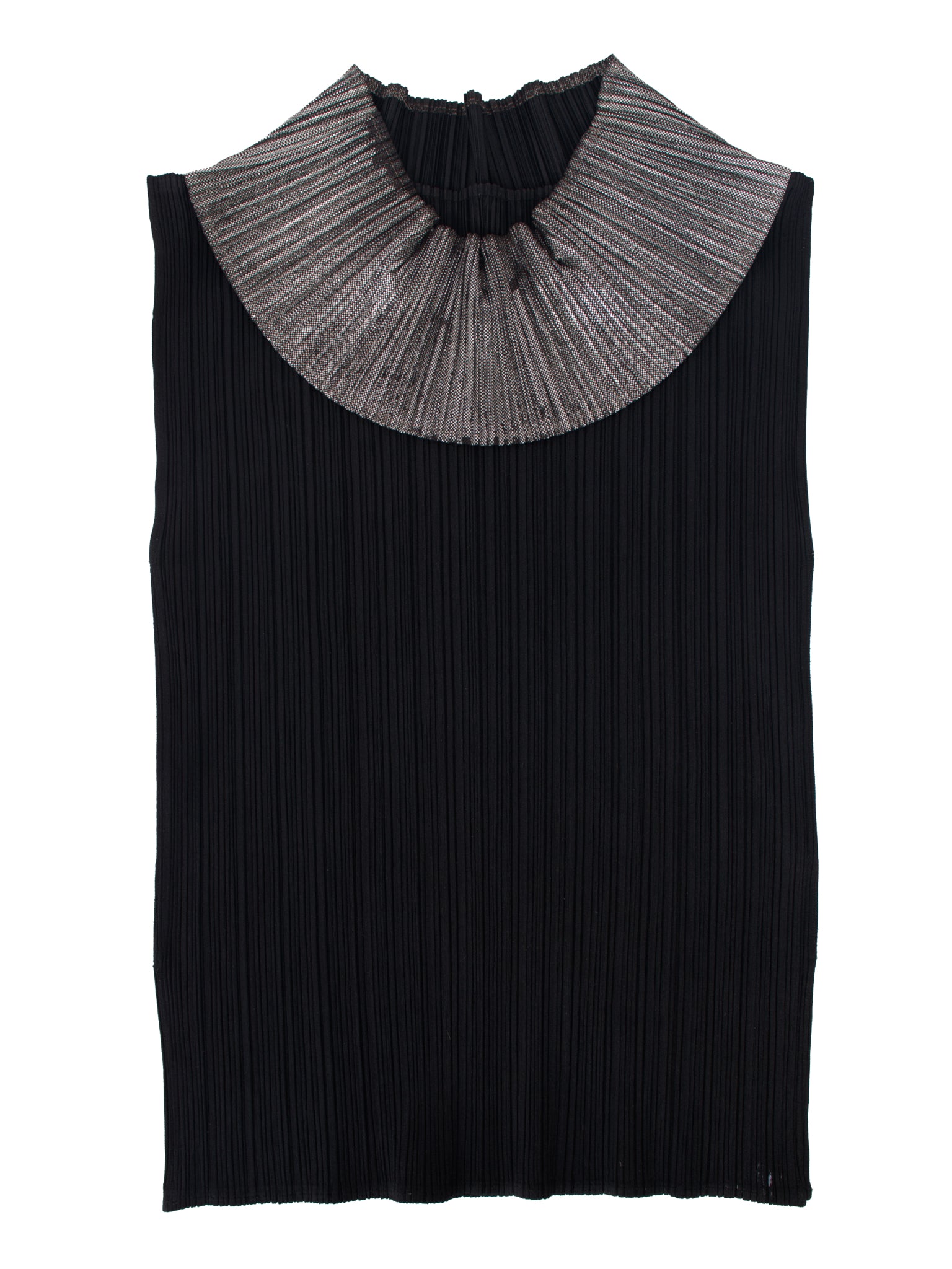1997 Pleats Please Metallic Fold Over Collar Top