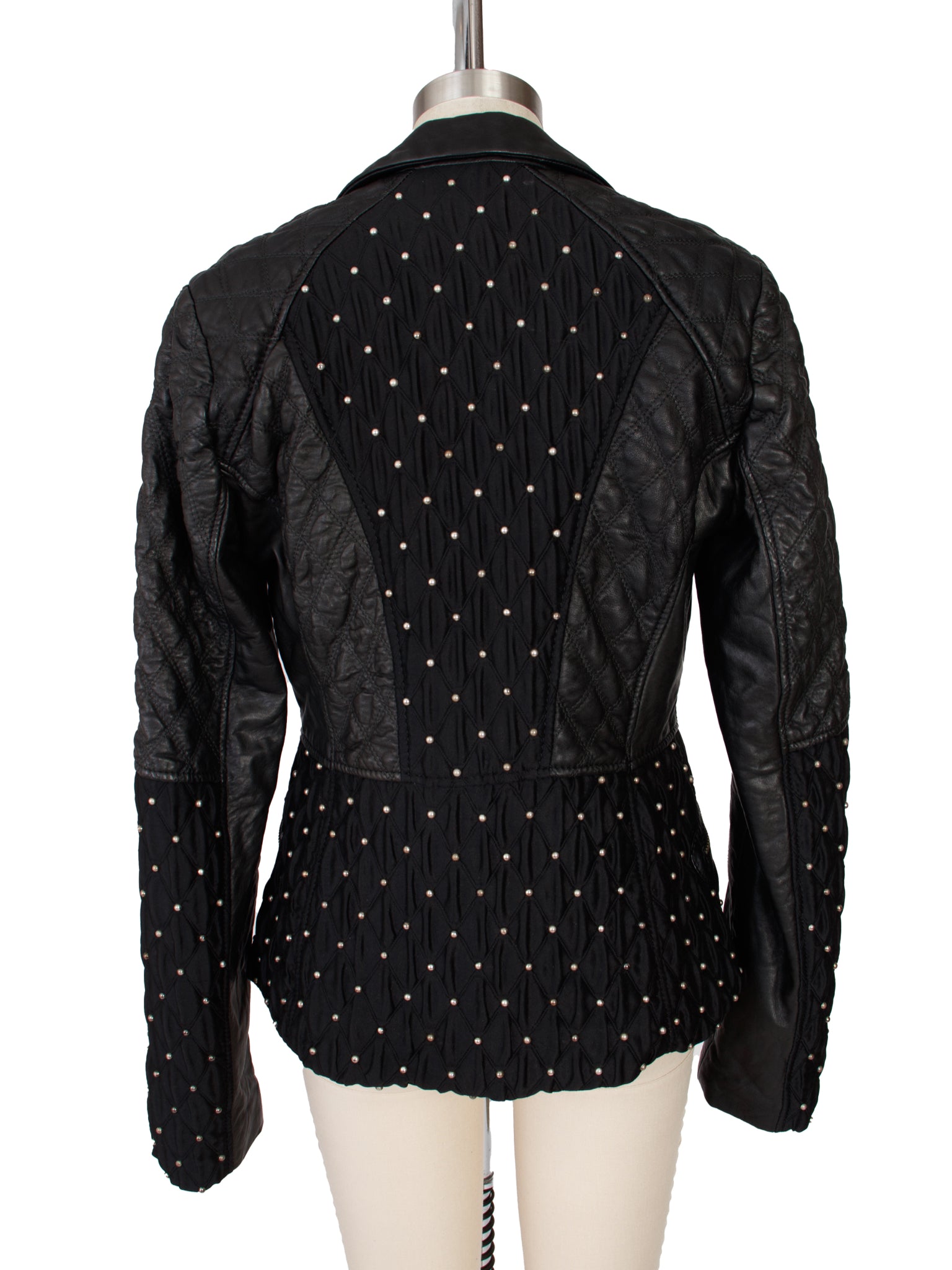 Just Cavalli Leather Quilted & Round Studded Jacket