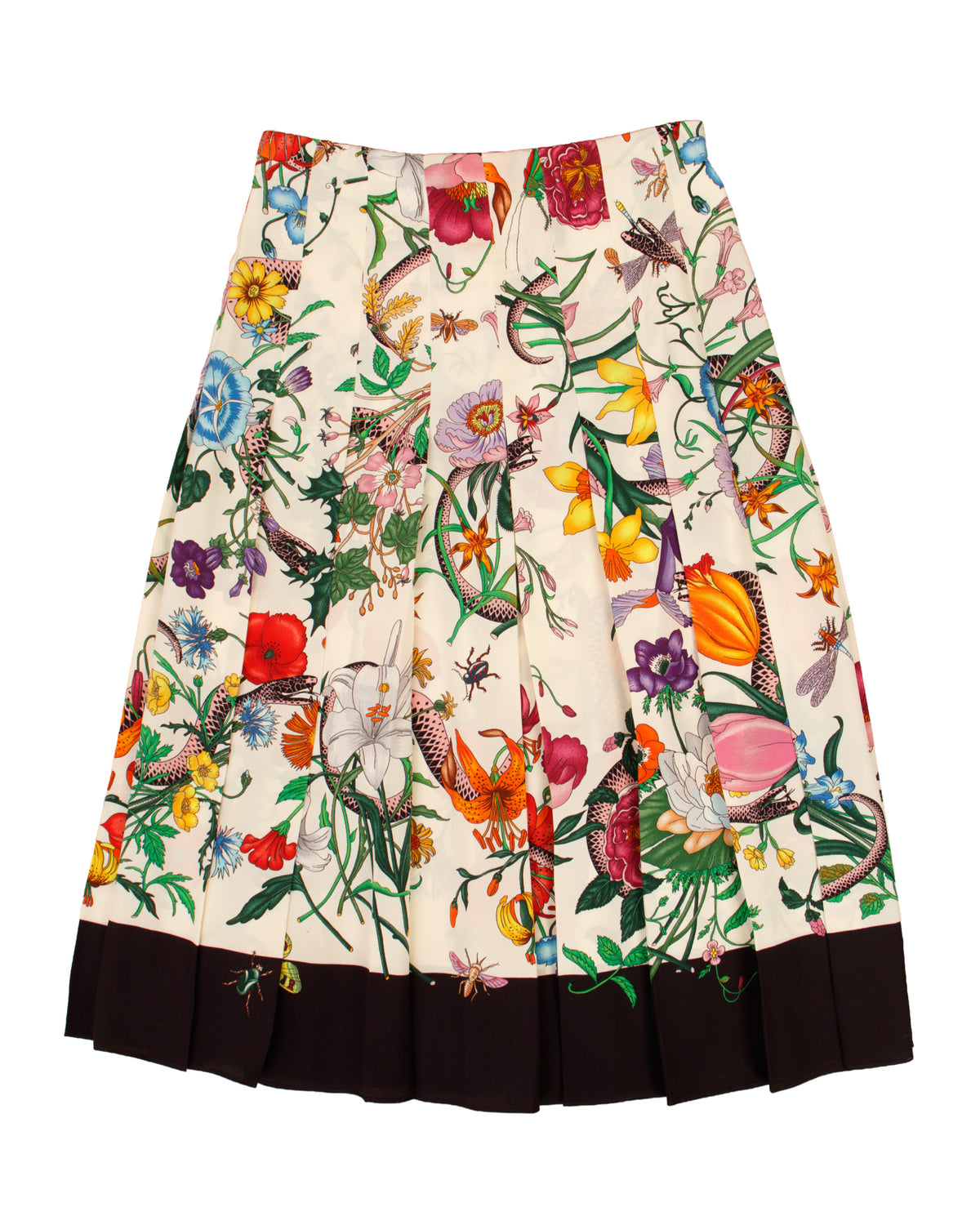 Gucci Silk Flora Snake Print Skirt