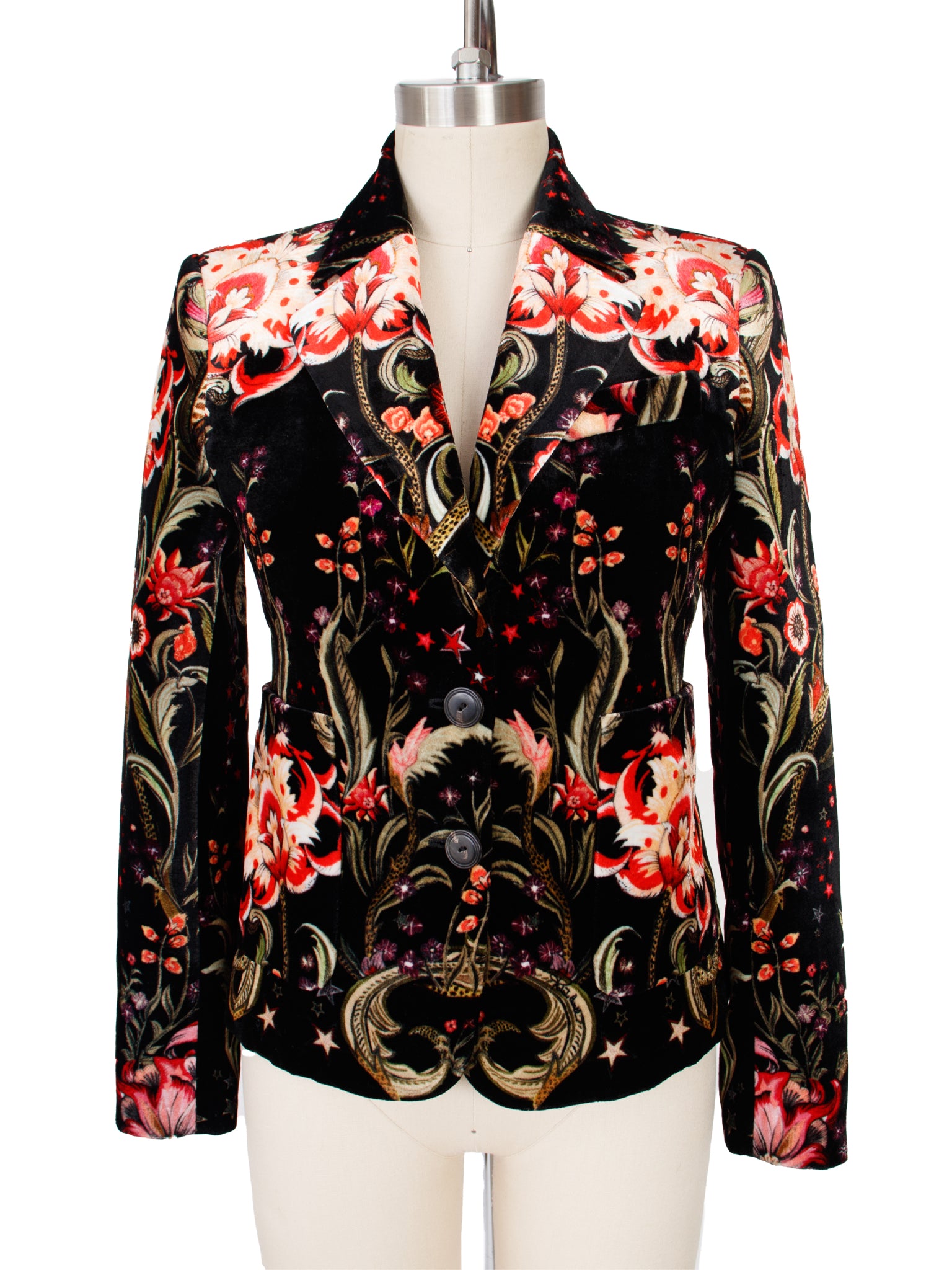 Roberto Cavalli Velvet Floral Print Blazer