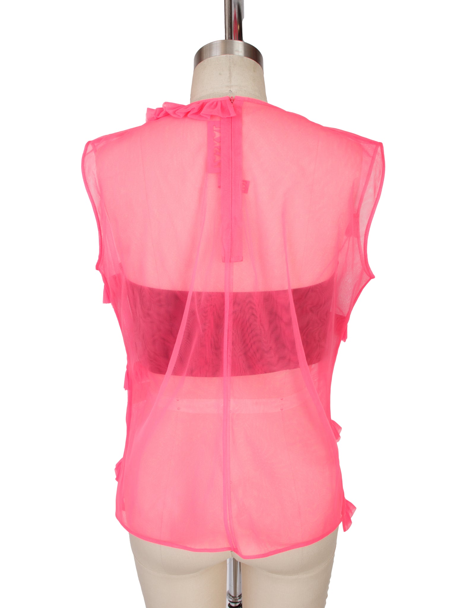 Paskal Neon Tulle Asymmetrical Ruffle Top
