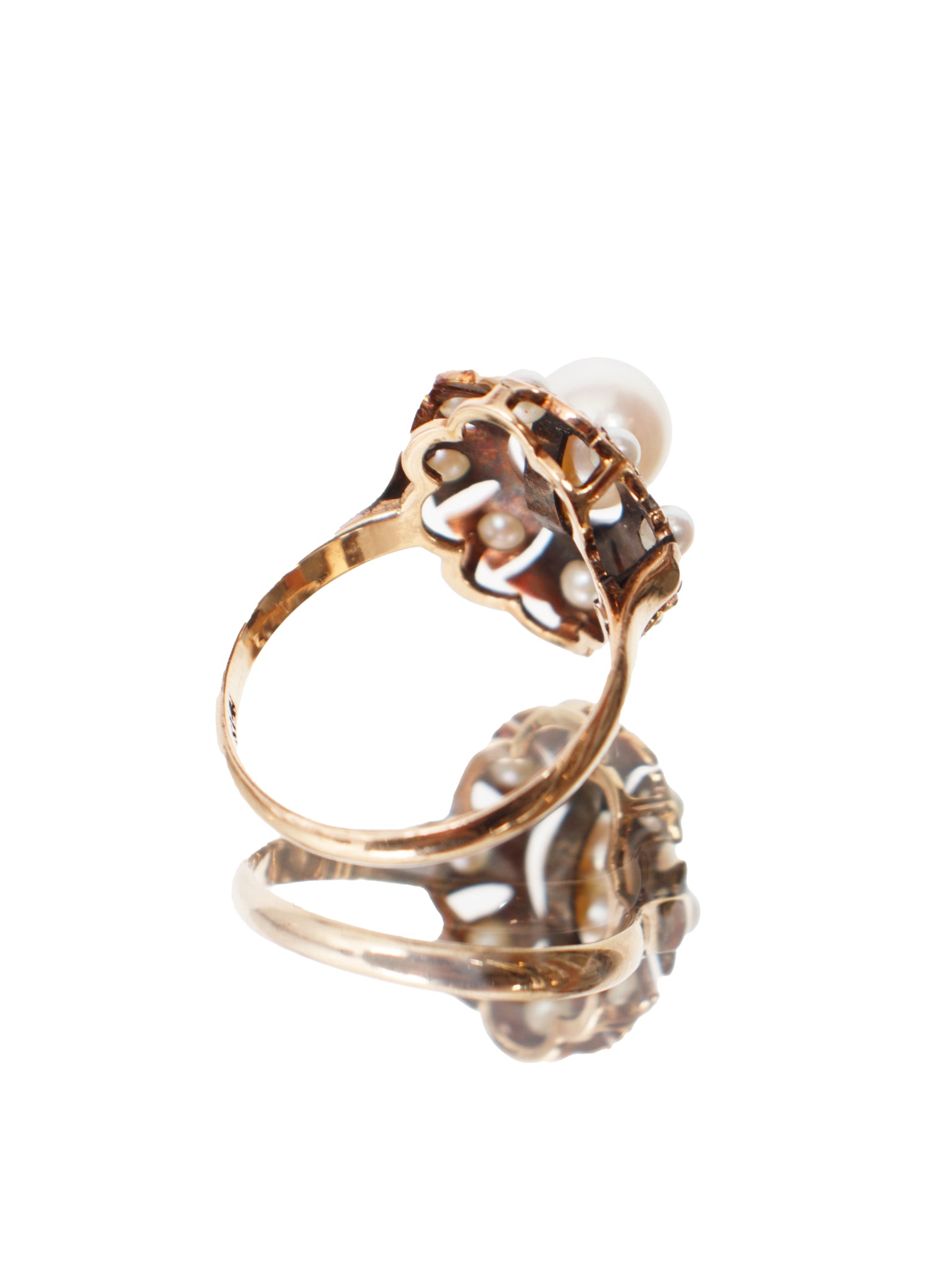 14K Gold Pearl Halo Ring
