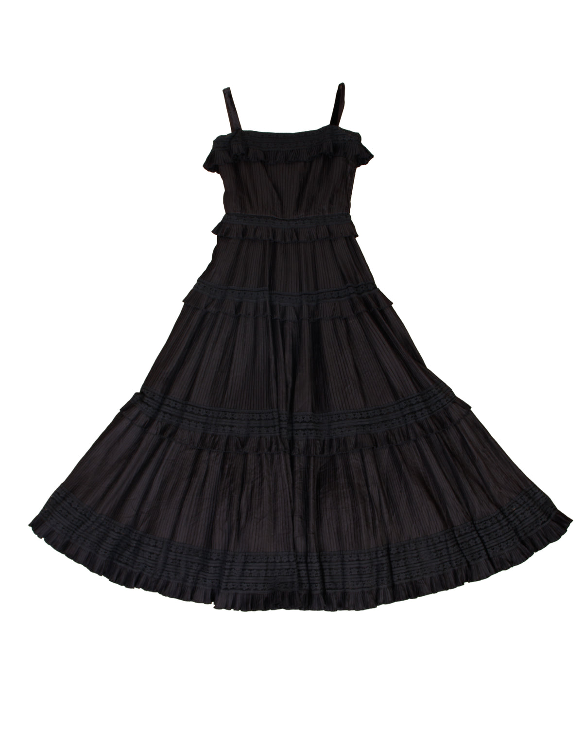 1940s Crepe De Chine Pleated Tiered Dress*