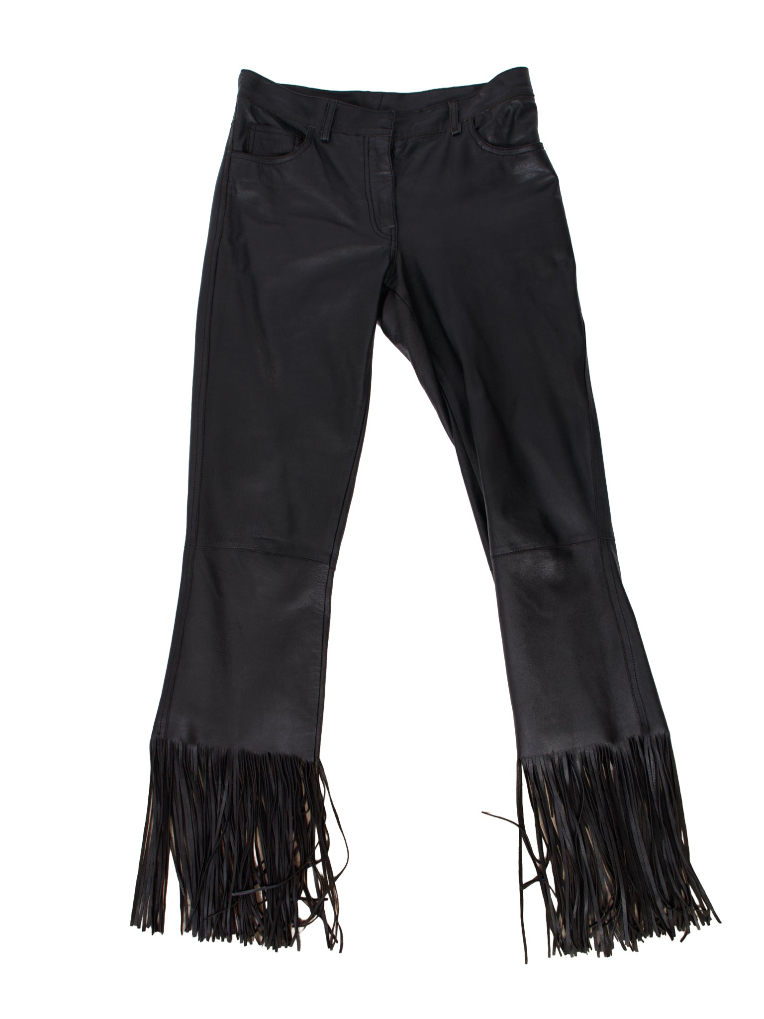 1990s Sinne Leather Fringe Trim Pants