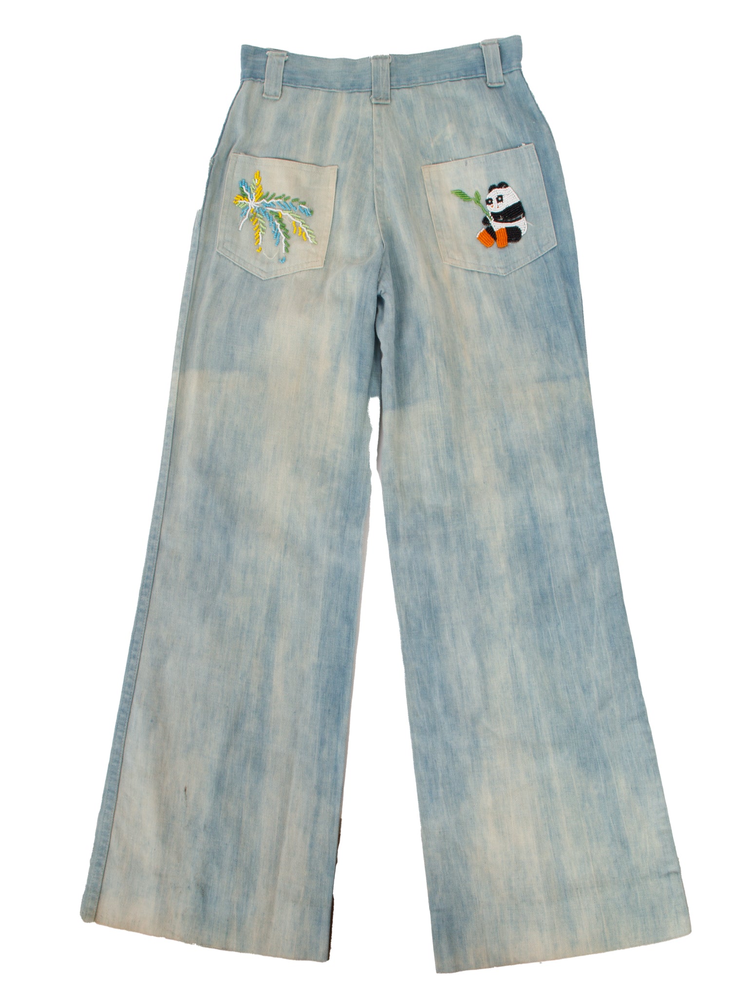 1970s Denimites Beaded Light Wash Denim Pant Set