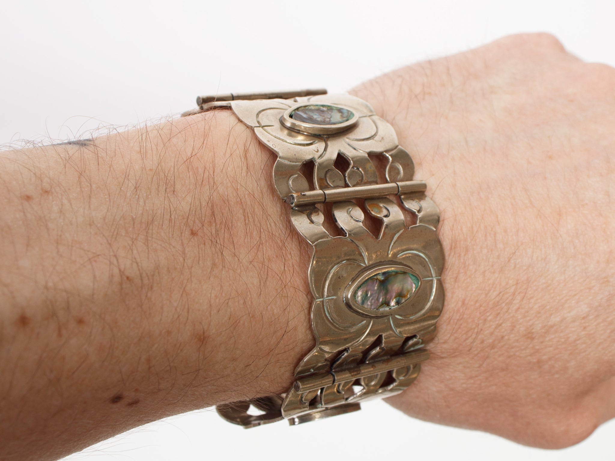 Alpaca Mexico Abalone & Ornate Cutout Panel Bracelet