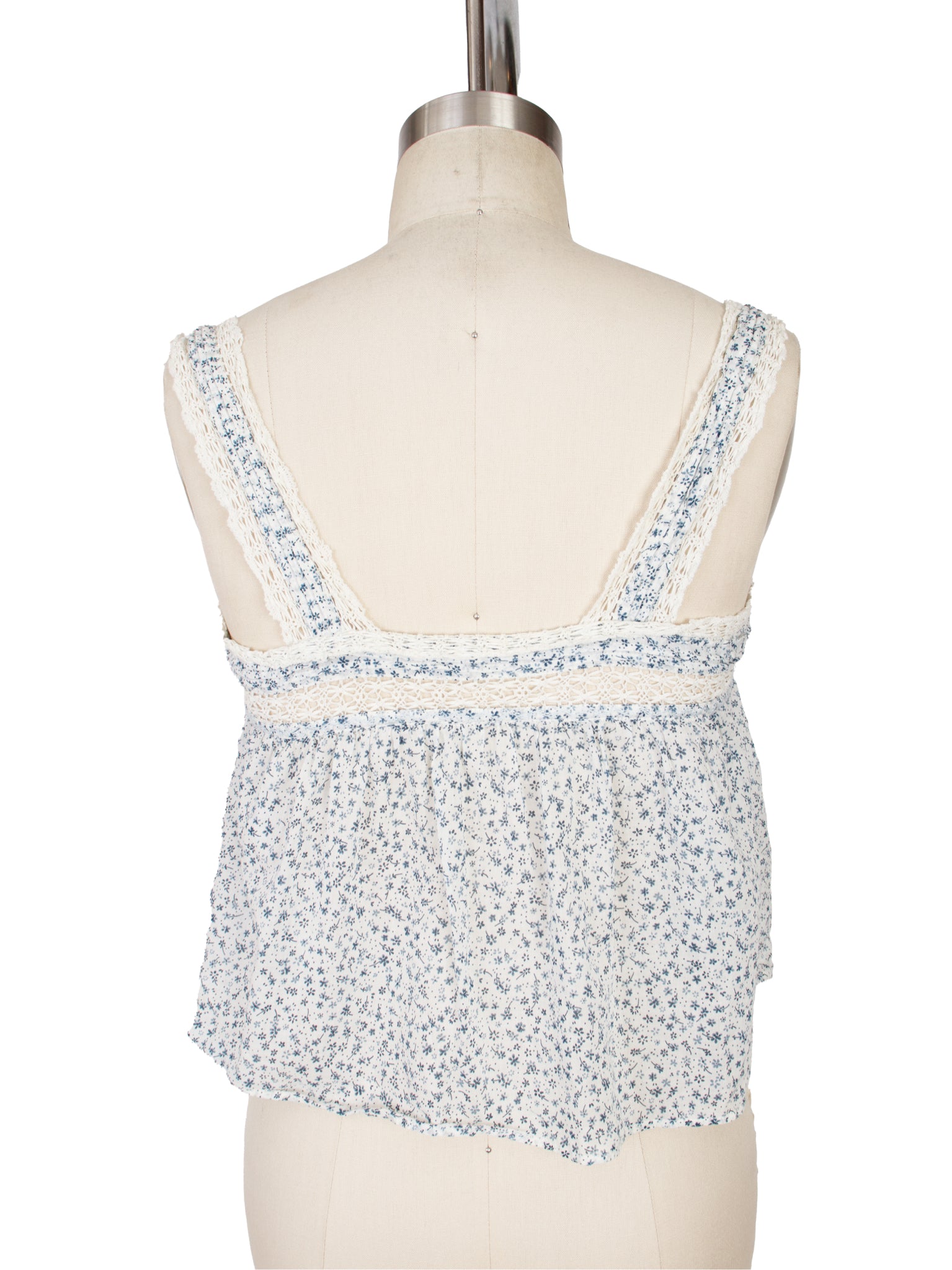 Doen Ditsy Floral Crochet Trim Top