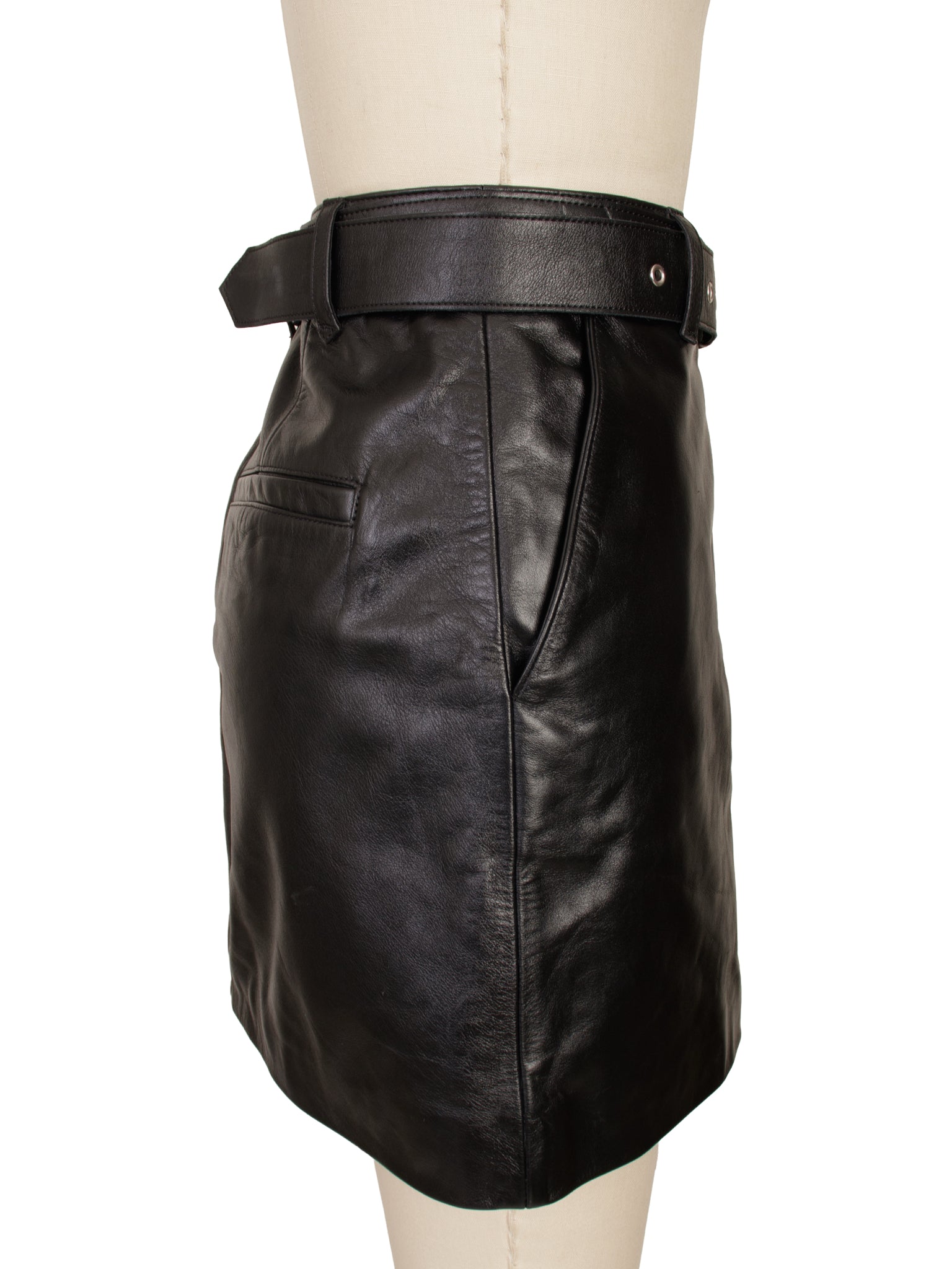 Anine Bing Leather Dual Zip Mini Skirt