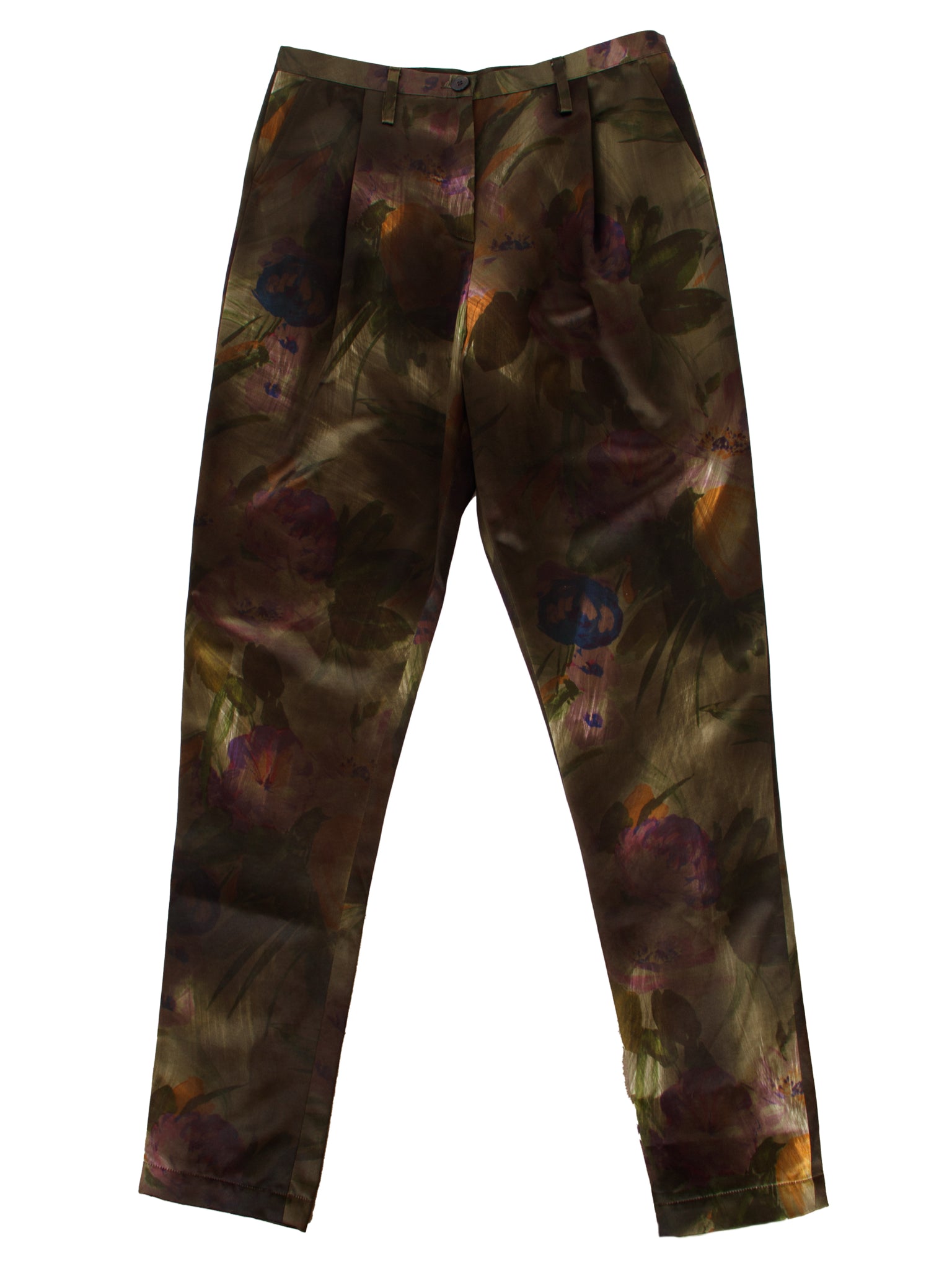 Dries Van Noten Silk & Cotton Floral Print Trousers