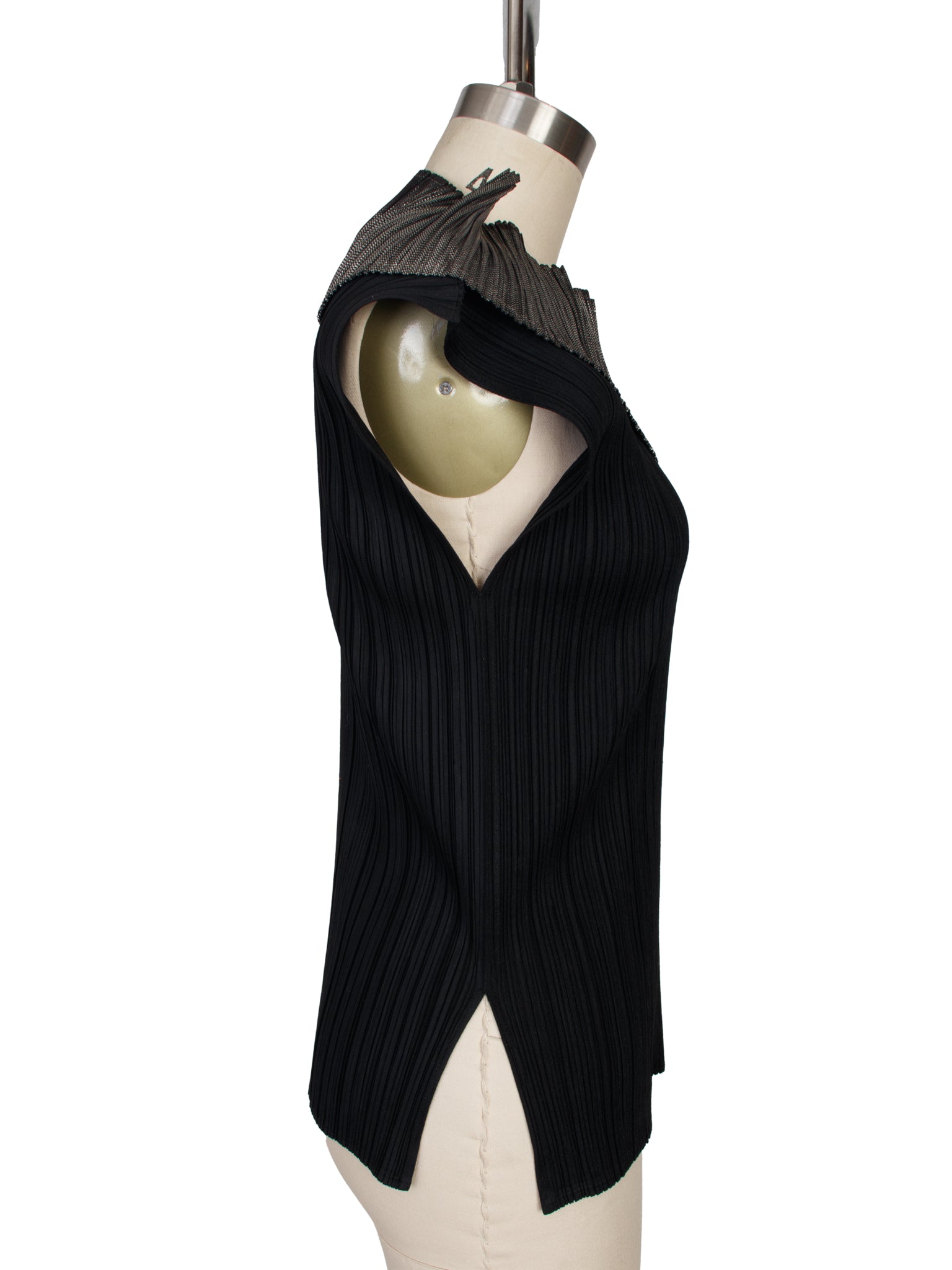 1997 Pleats Please Metallic Fold Over Collar Top