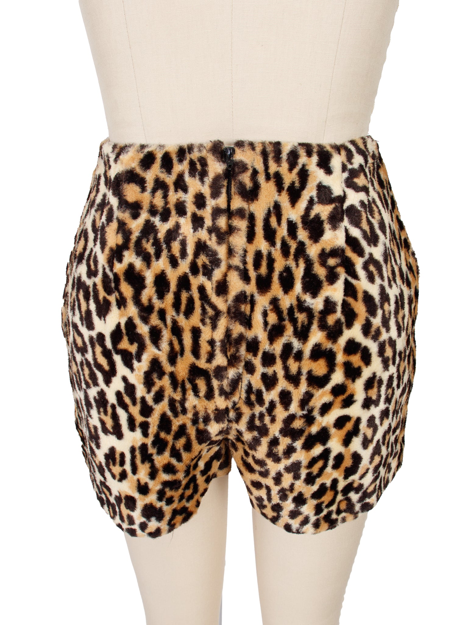 1970s Handmade Faux Fur Leopard Print Short Set