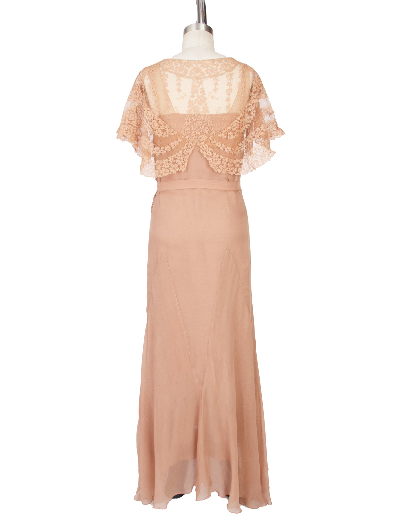 1930's Chiffon & Lace Evening Dress Set