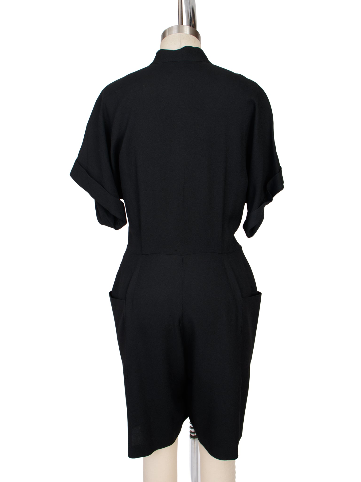 Norma Kamali Crepe Pleated Romper