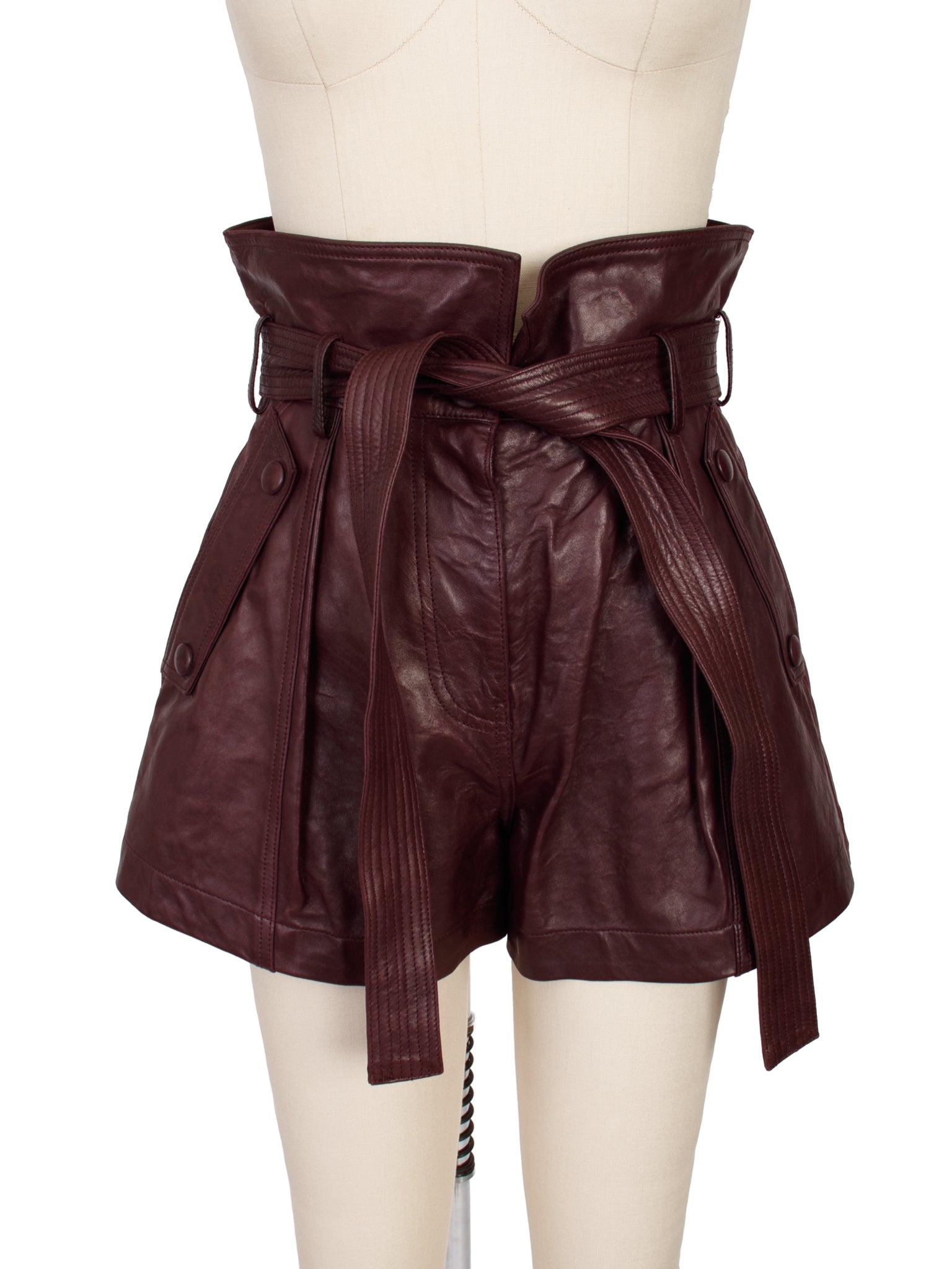 Ulla Johnson Othella Lambskin Belted Shorts