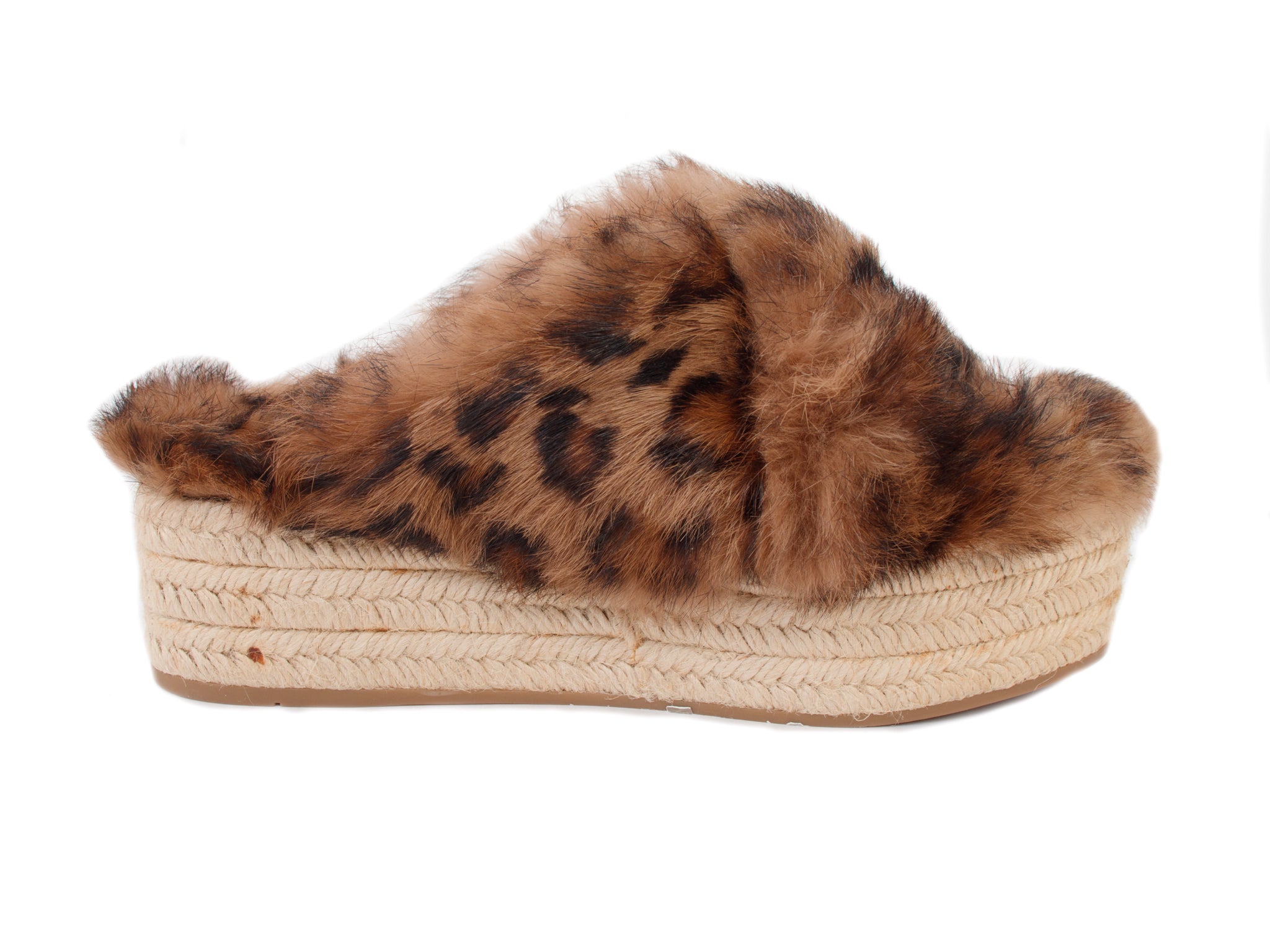 Miu Miu Printed Fur Espadrille Sandals