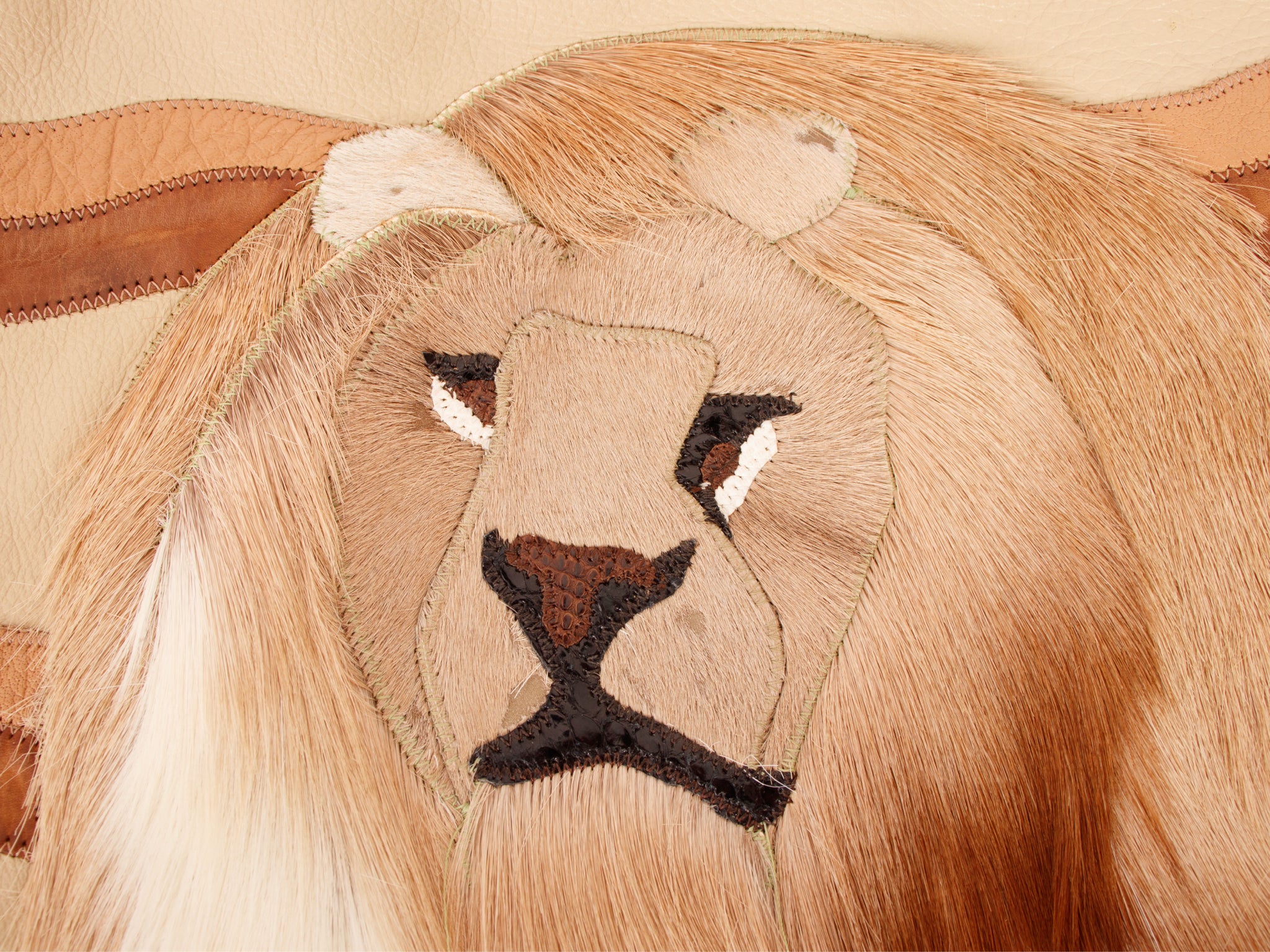 Carlos Falchi Leather & Fur "Lion" Applique Bag