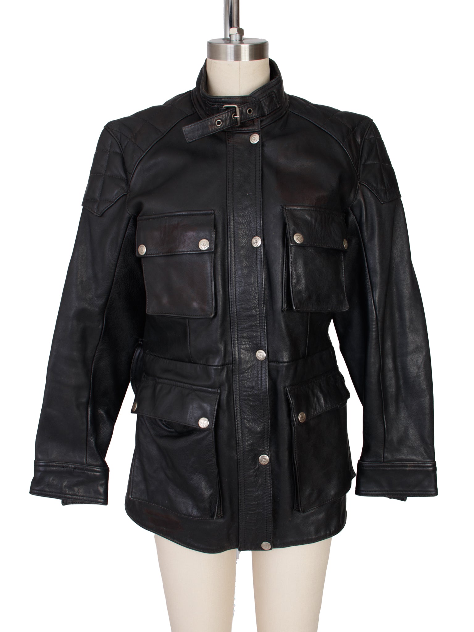 1990s Harro Leather Moto Belted Jacket