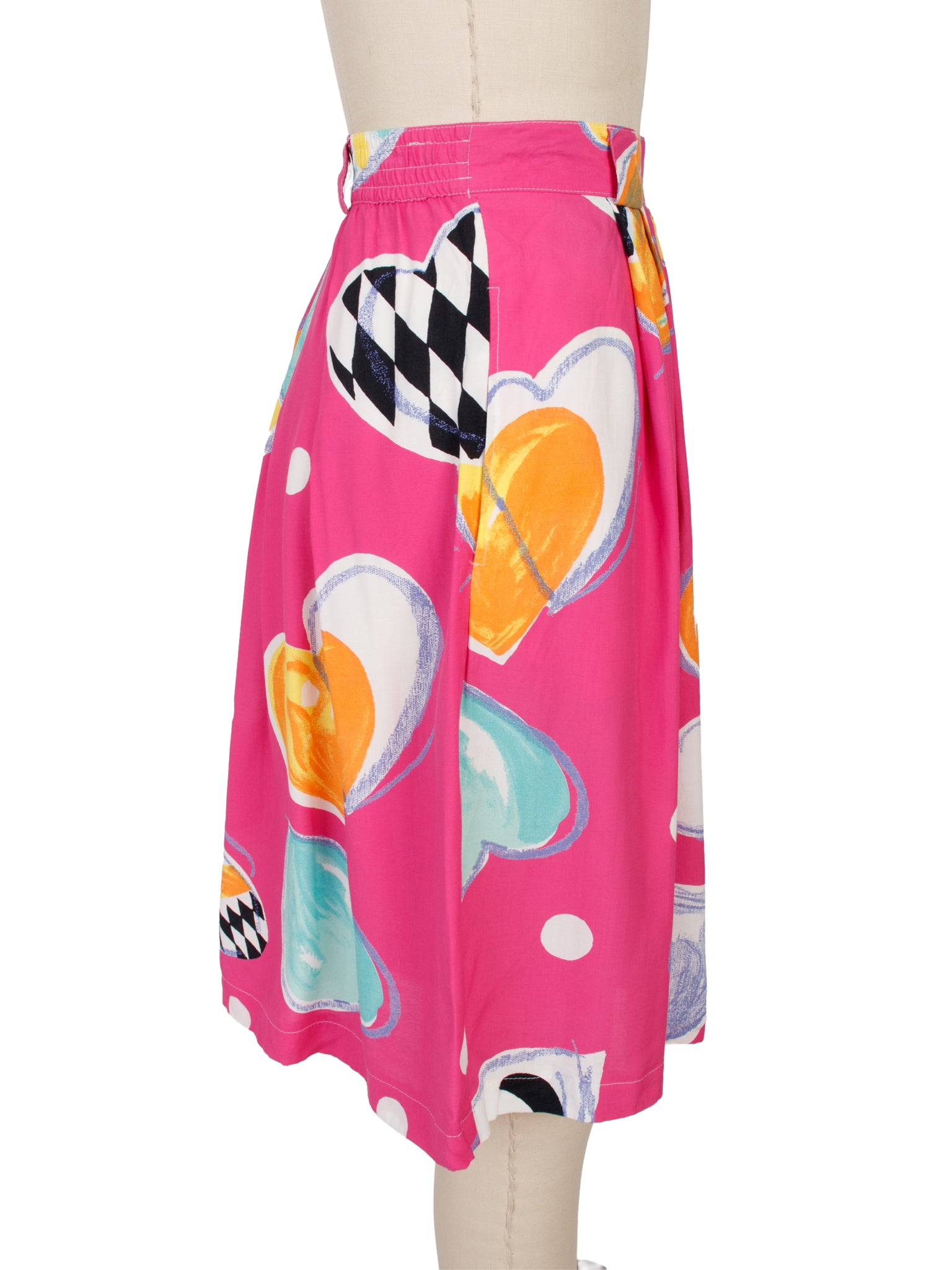 1980s Heart Print Pleated Shorts