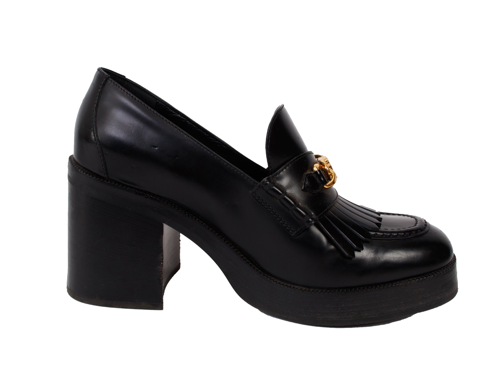Celine Tess Triomphe Chain Platform Loafers