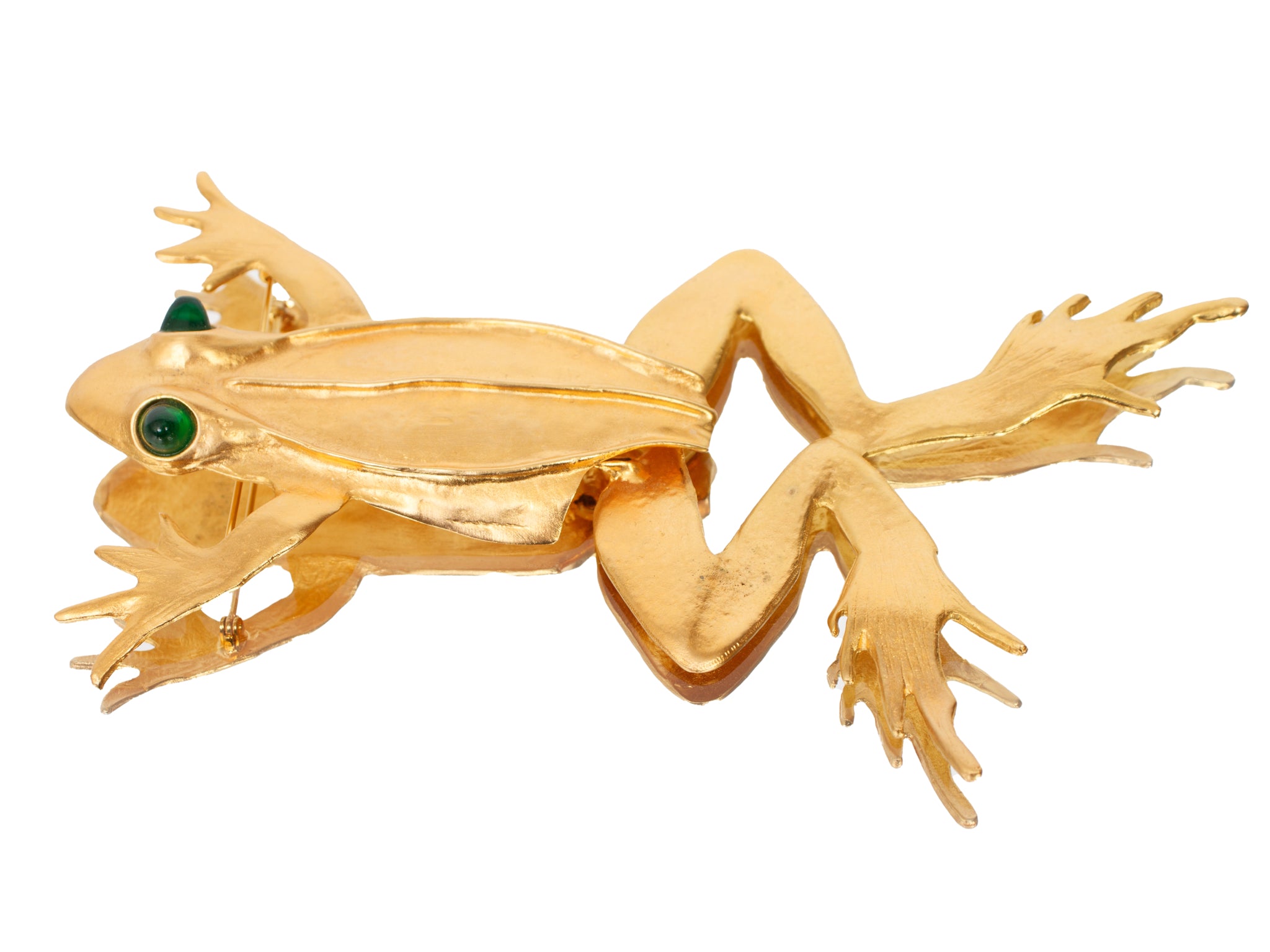 Kenneth Lane Brass Articulated Frog Brooch