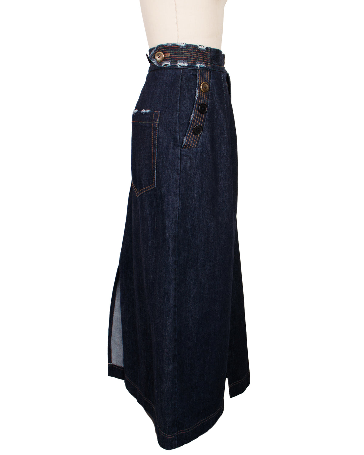 Dice Kayek Distressed Denim Maxi Skirt