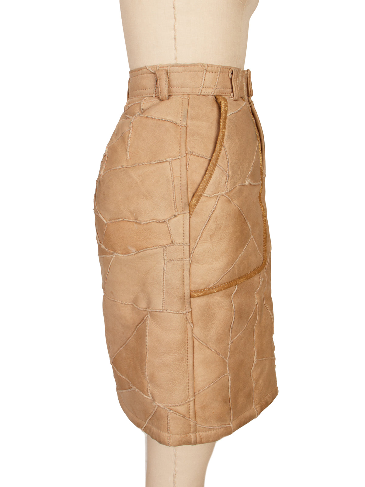 Issey Miyake Hai Sporting Gear Shearling Patchwork Skirt As-Is
