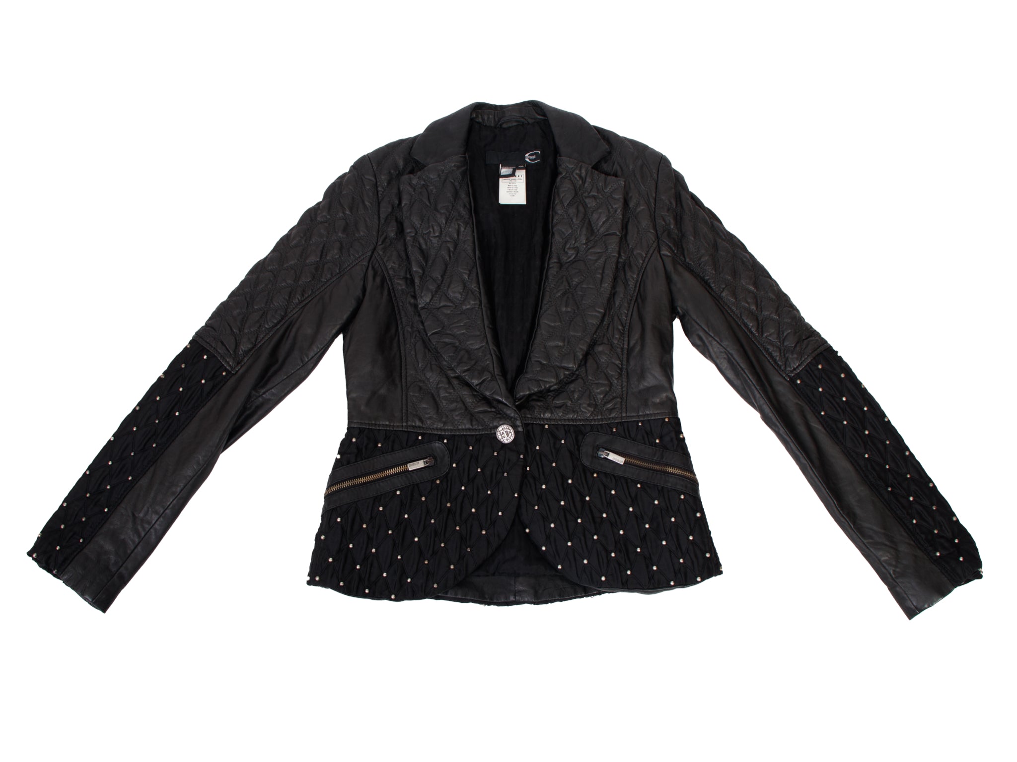 Just Cavalli Leather Quilted & Round Studded Jacket