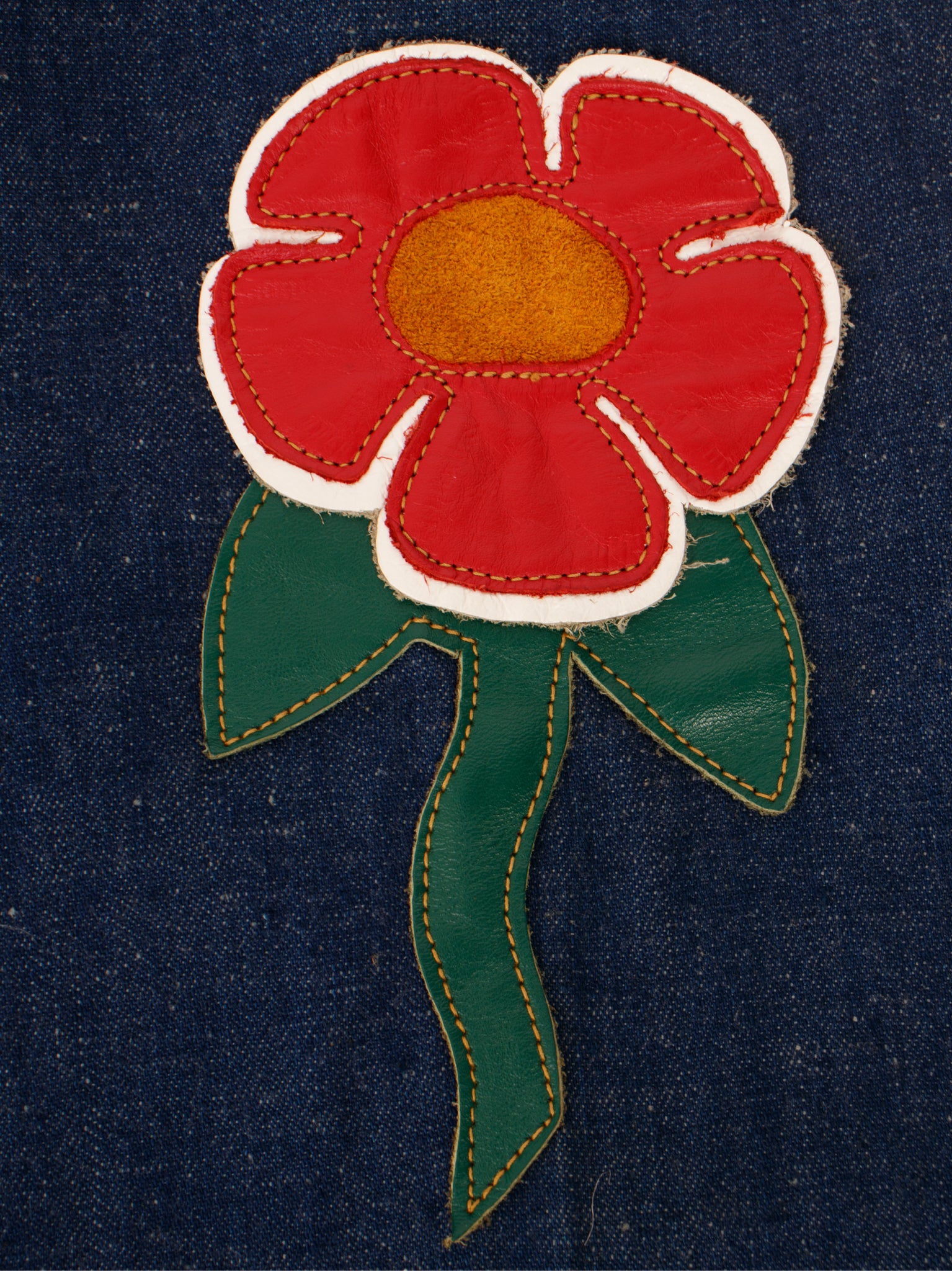 1970s Leather Applique Flare Jeans