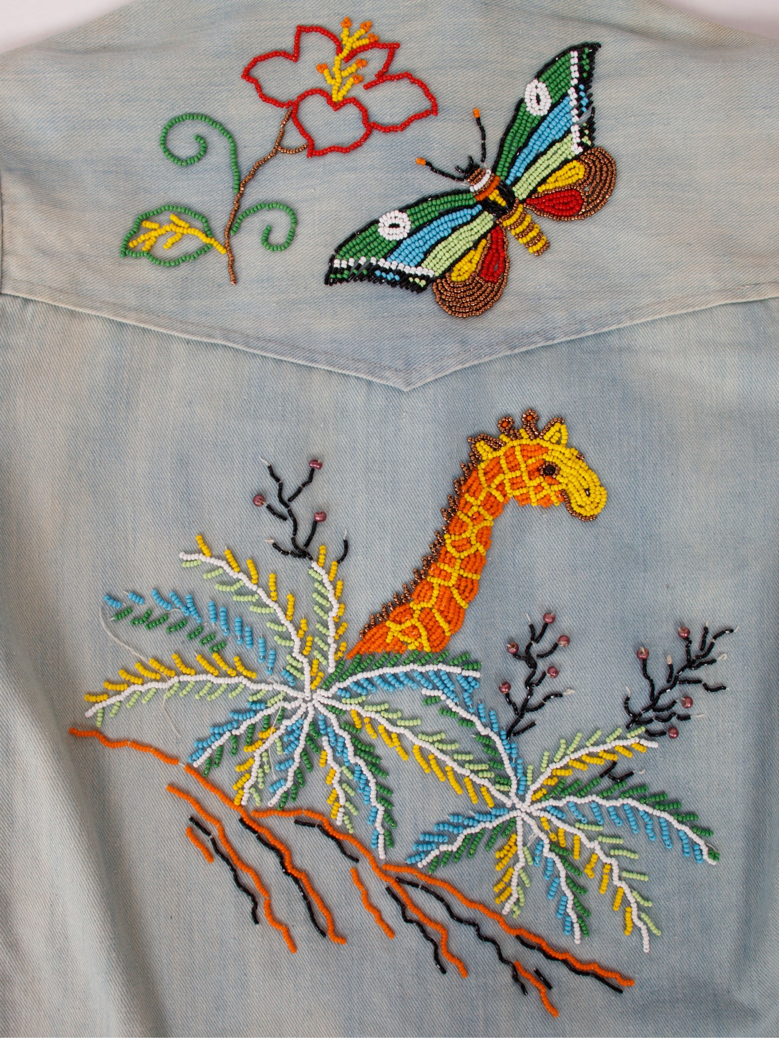 1970s Denimites Beaded Light Wash Denim Pant Set