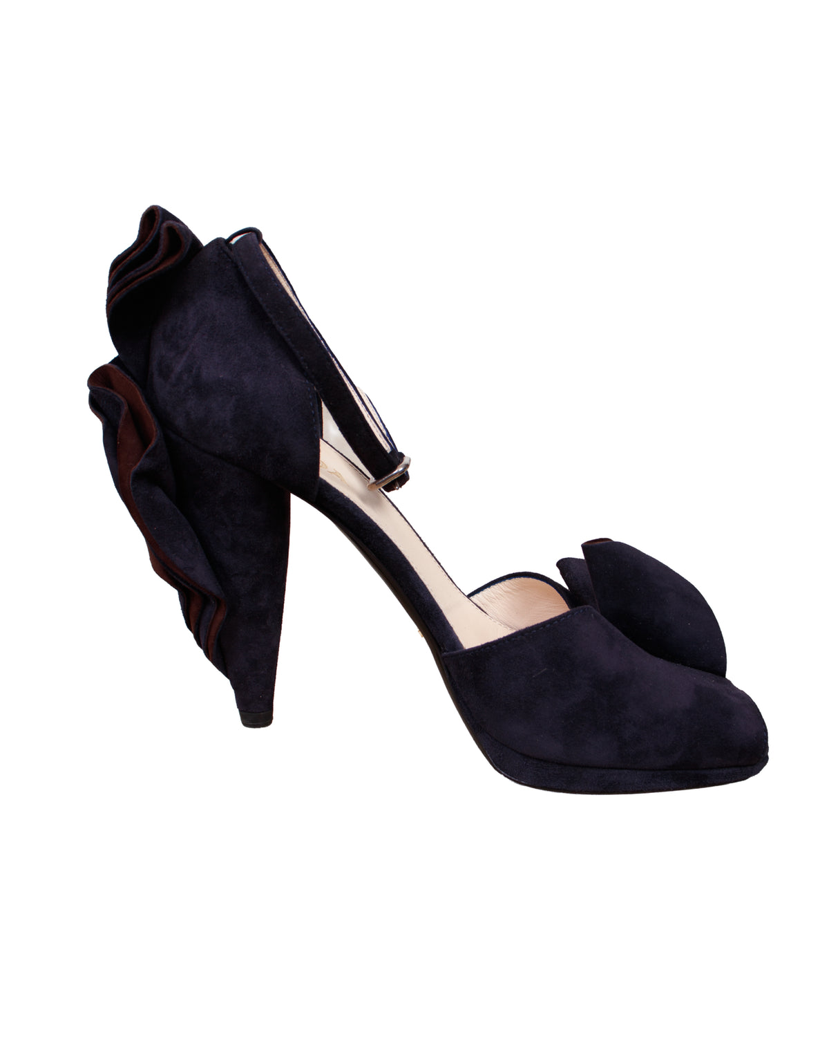 Prada Suede Peep Toe Heels