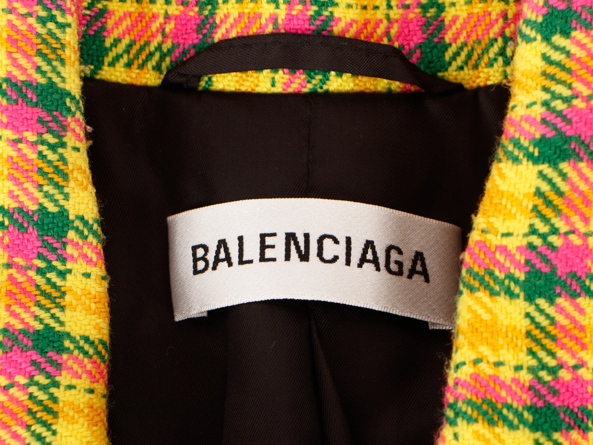 2018 Balenciaga Virgin Wool Plaid Coat
