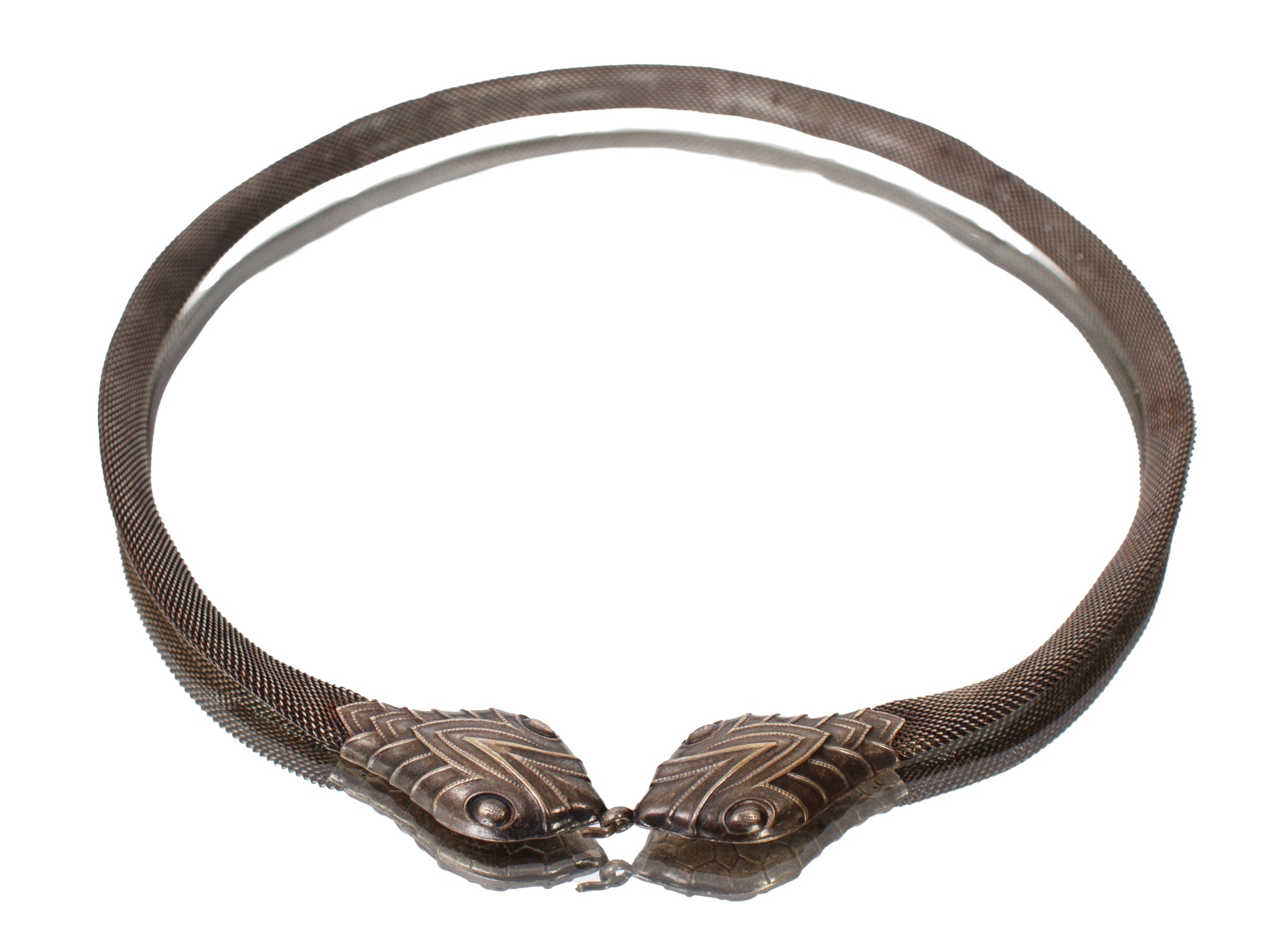 Silver Two Headed Snake Mesh Chain Choker