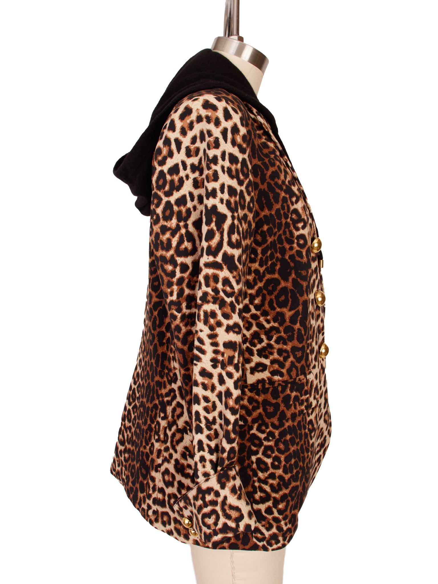 Veronica Beard Leopard Print & Cashmere Hood Dickey Blazer