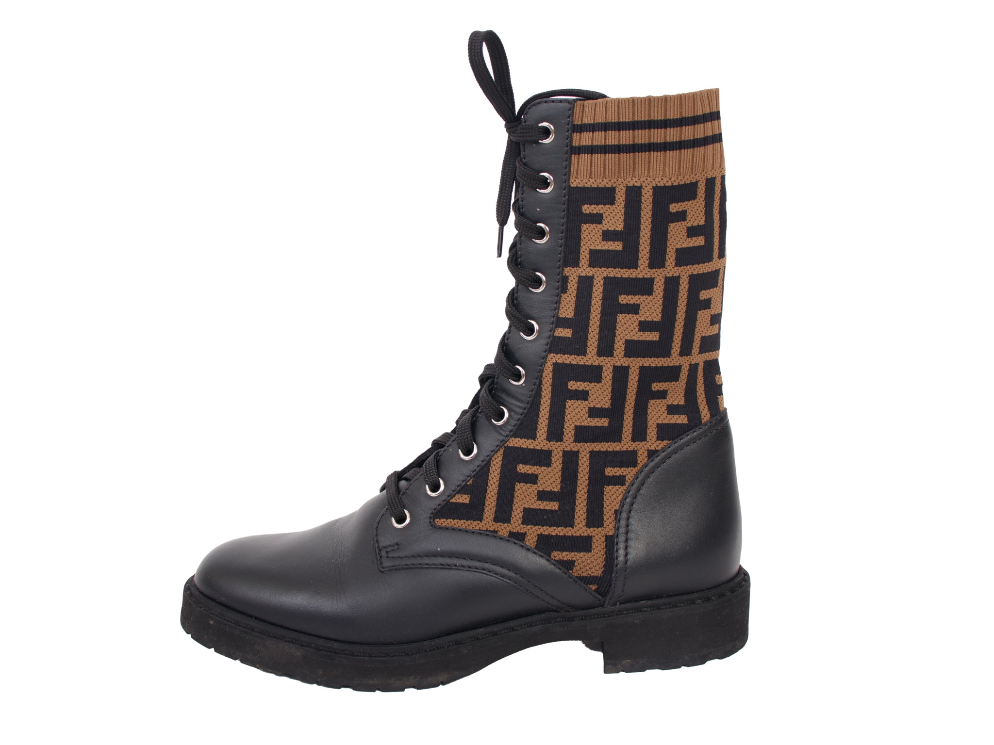 Fendi Zucca FF Stretch Combat Boots