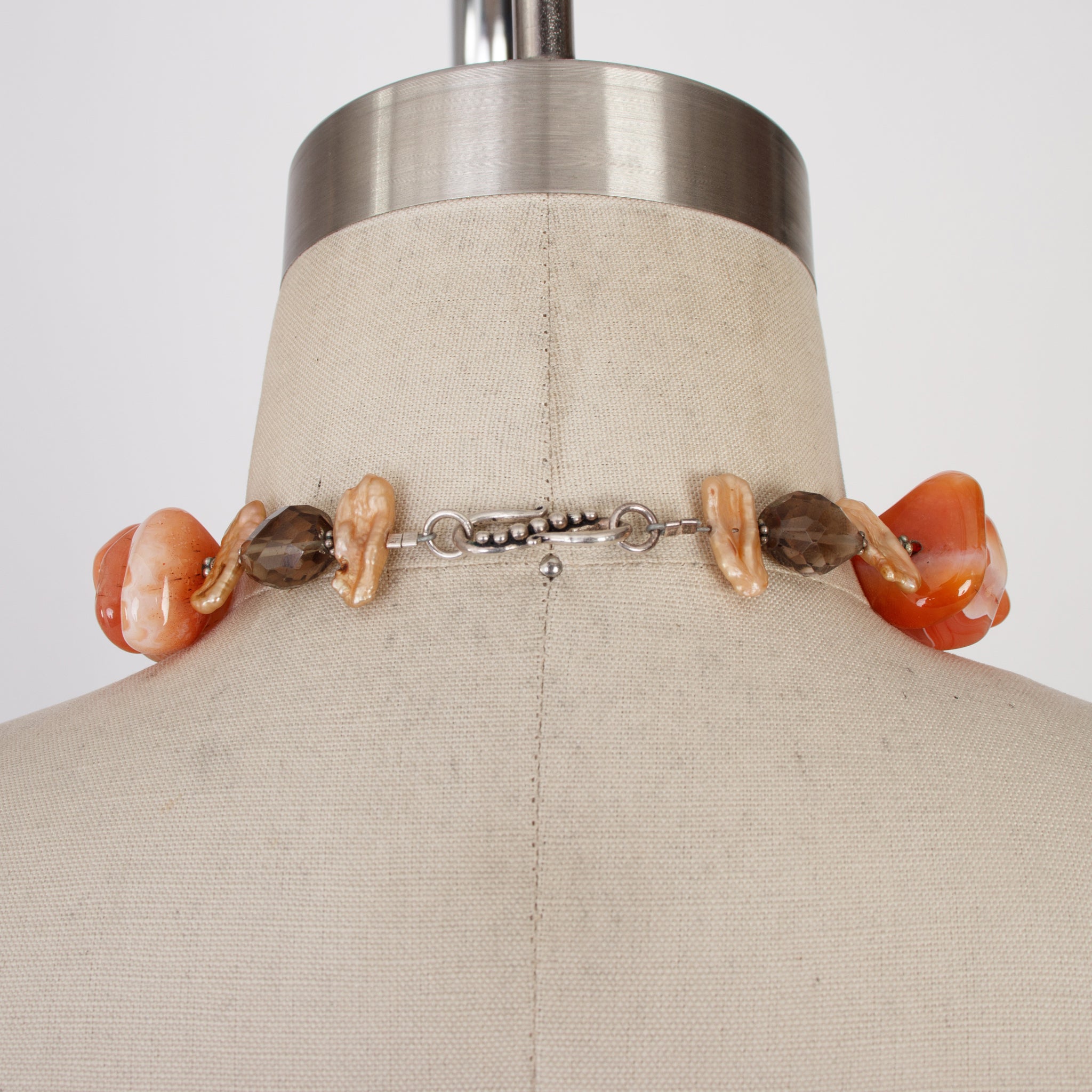 Sterling, Pearl, Mother of Pearl & Topaz Statement Necklace