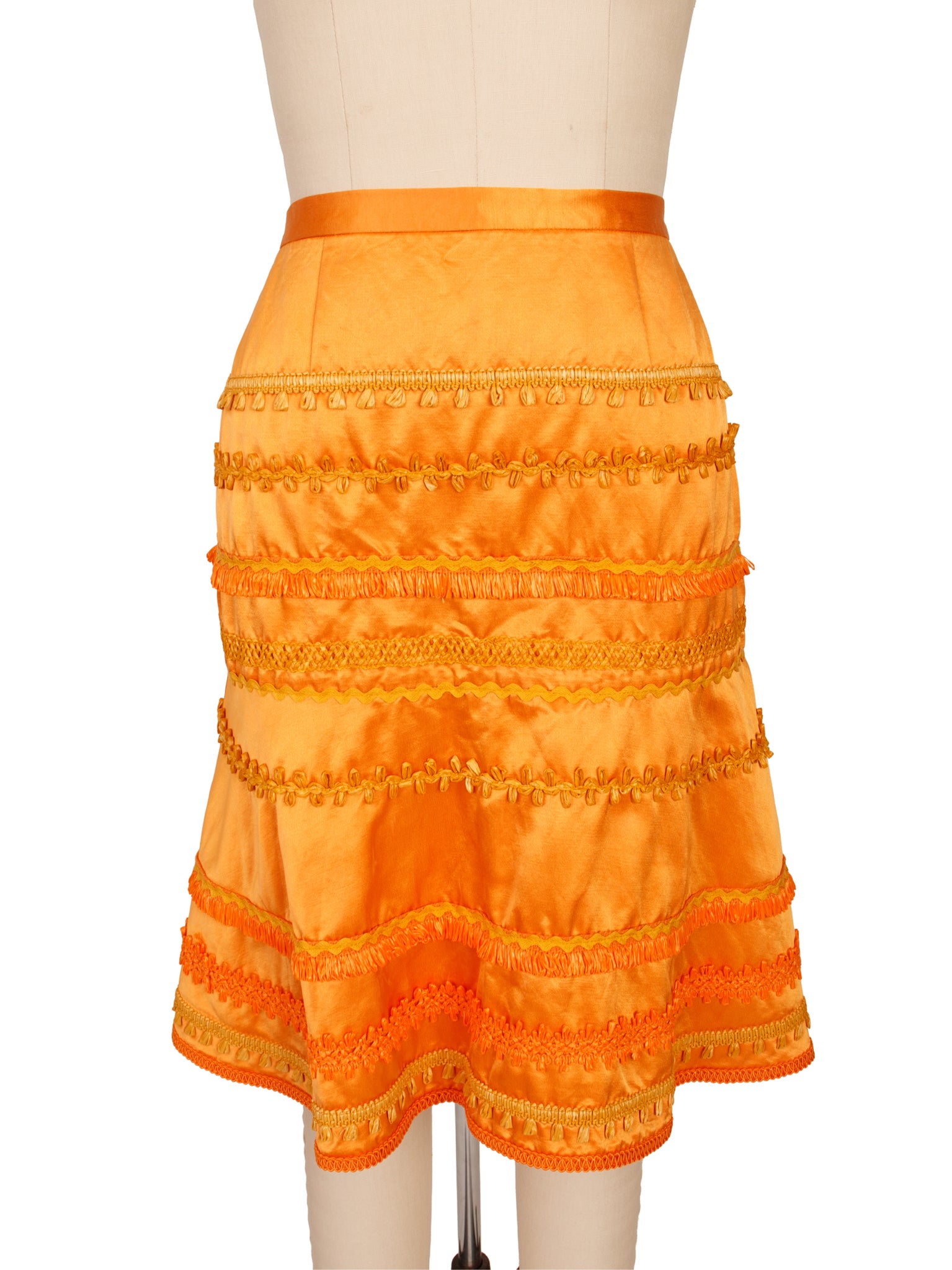 Moschino Cheap & Chic Satin & Raffia Trim Skirt