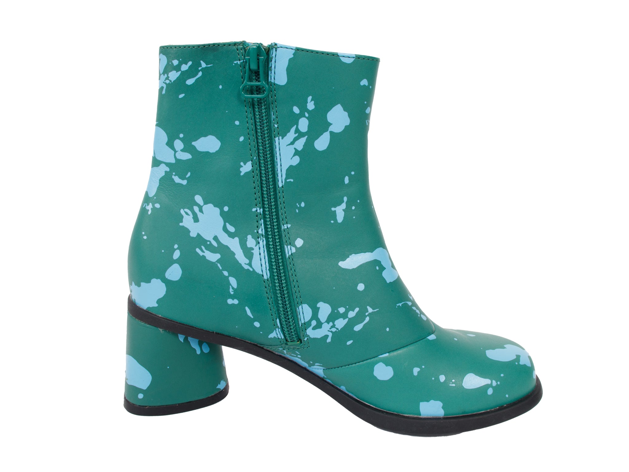 Camper "Kiara" Leather Paint Splatter Ankle Boots