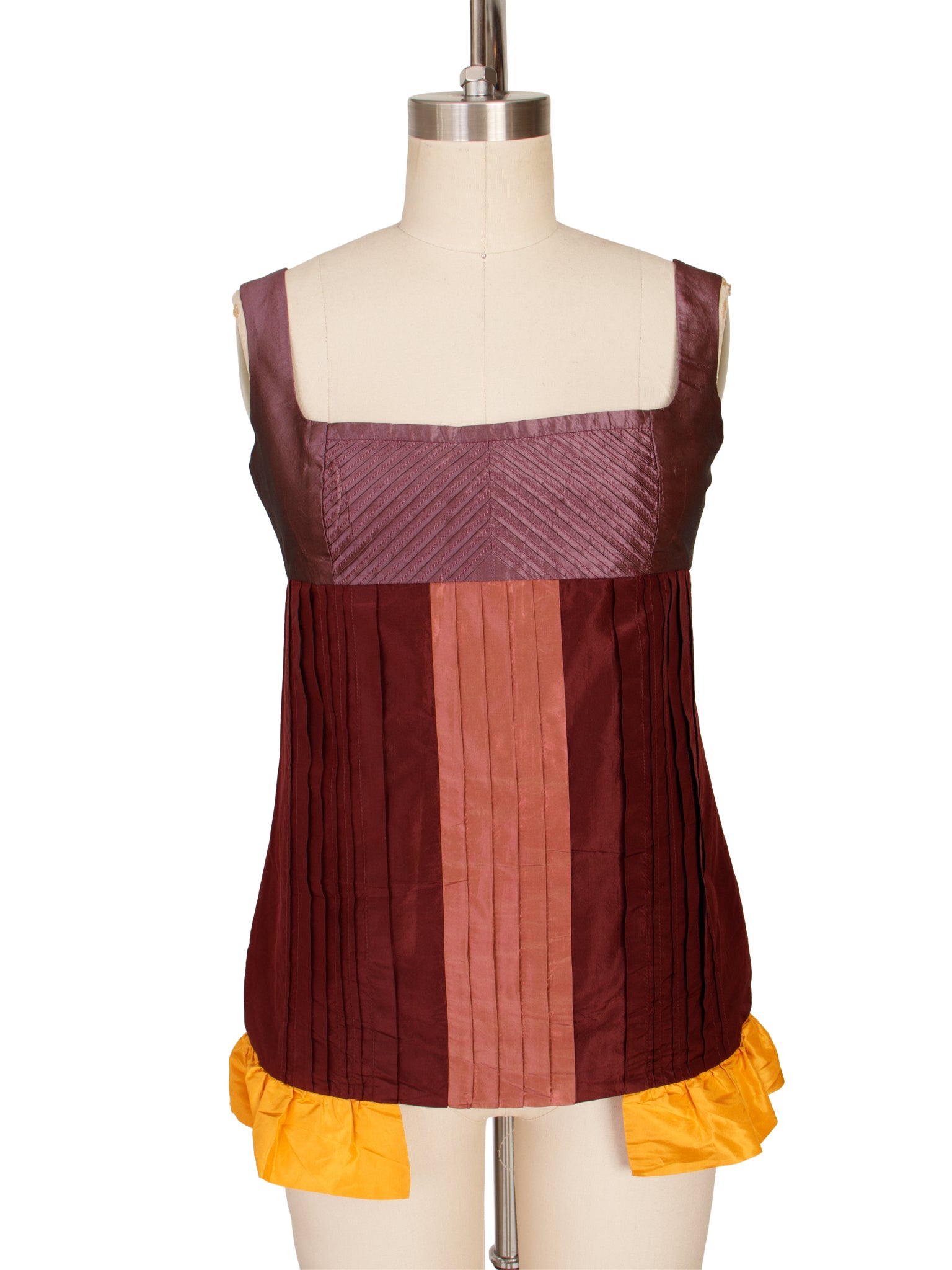 SS 2008 Miu Miu Silk Taffeta Pleated Top