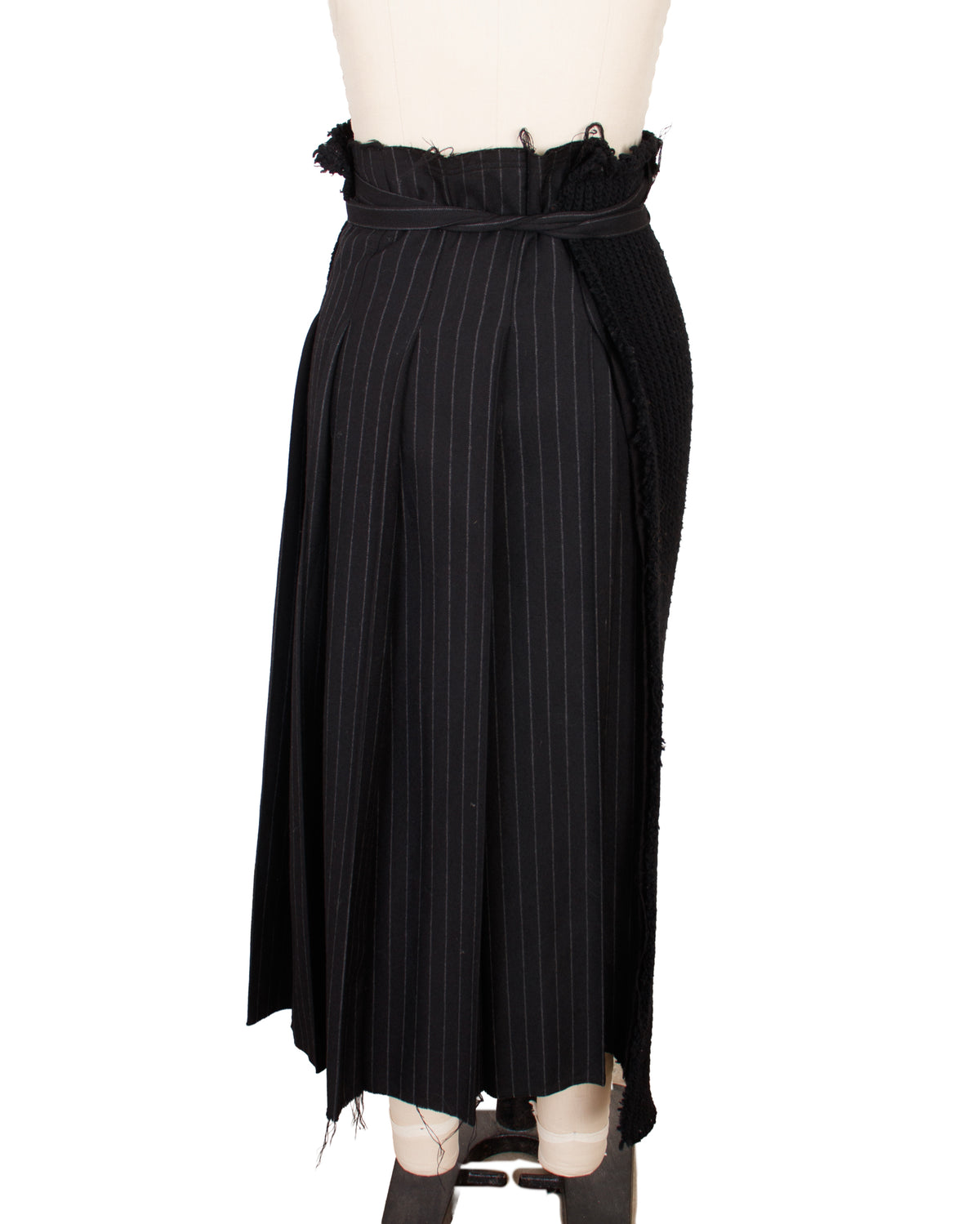 2002 Comme des Garcons Wool Rib Knit & Pinstripe Skirt