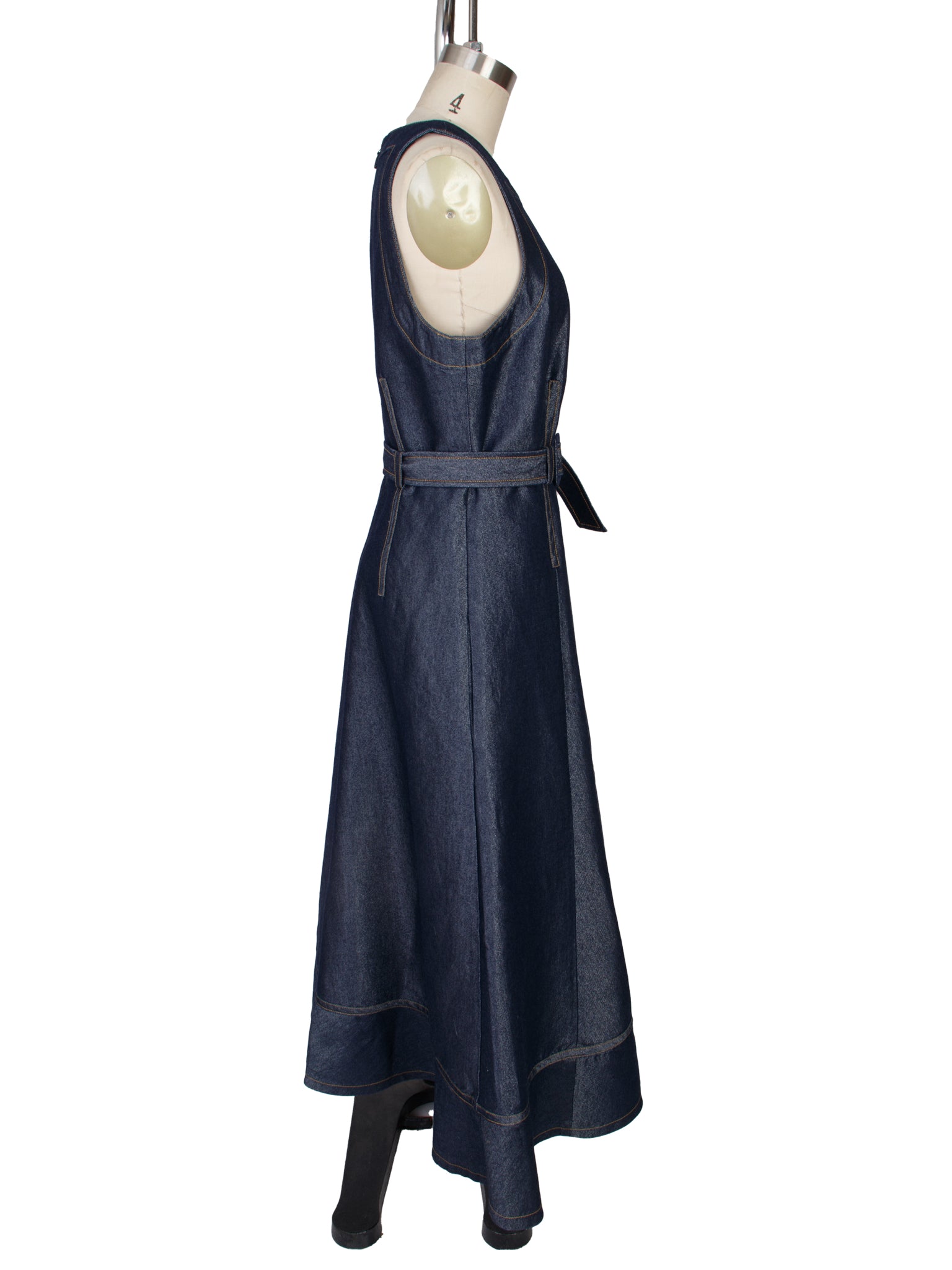 Cinq a Sept Metallic Denim Belted Dress