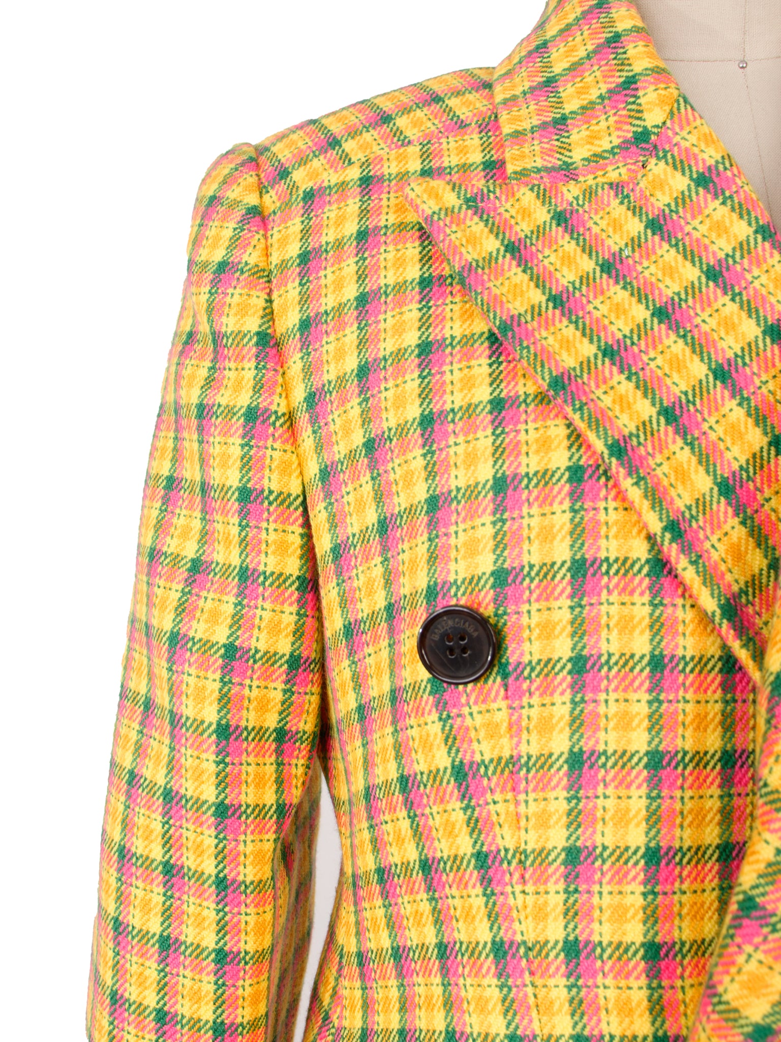 2018 Balenciaga Virgin Wool Plaid Coat