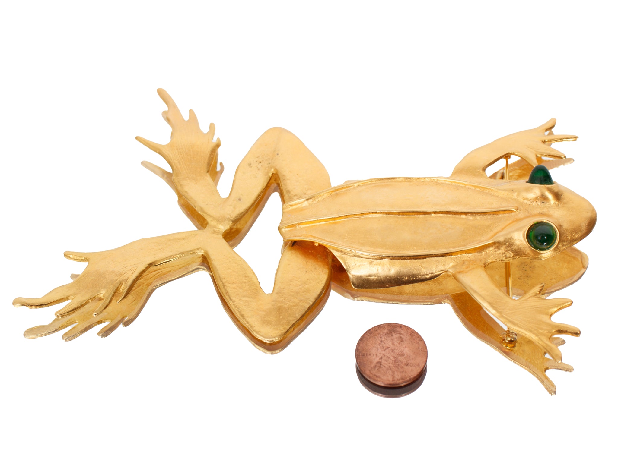 Kenneth Lane Brass Articulated Frog Brooch